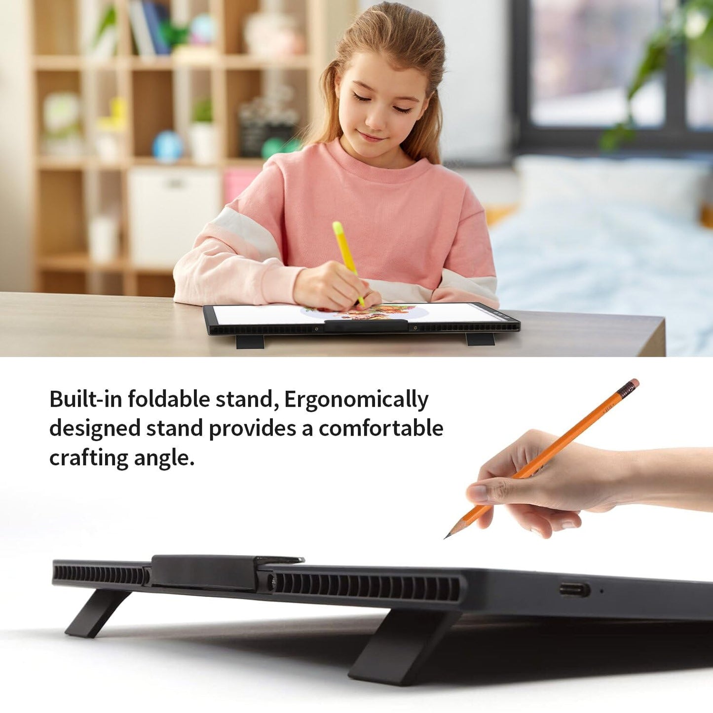 Zocelight Rechargeable A4 Light Box,led Light pad with Built-in Stand & Clip,6 Levels of Brightness Light Box for tracing,Diamond Painting.Light Table for Artists,Drawing,Sketching,Animation,X-ray