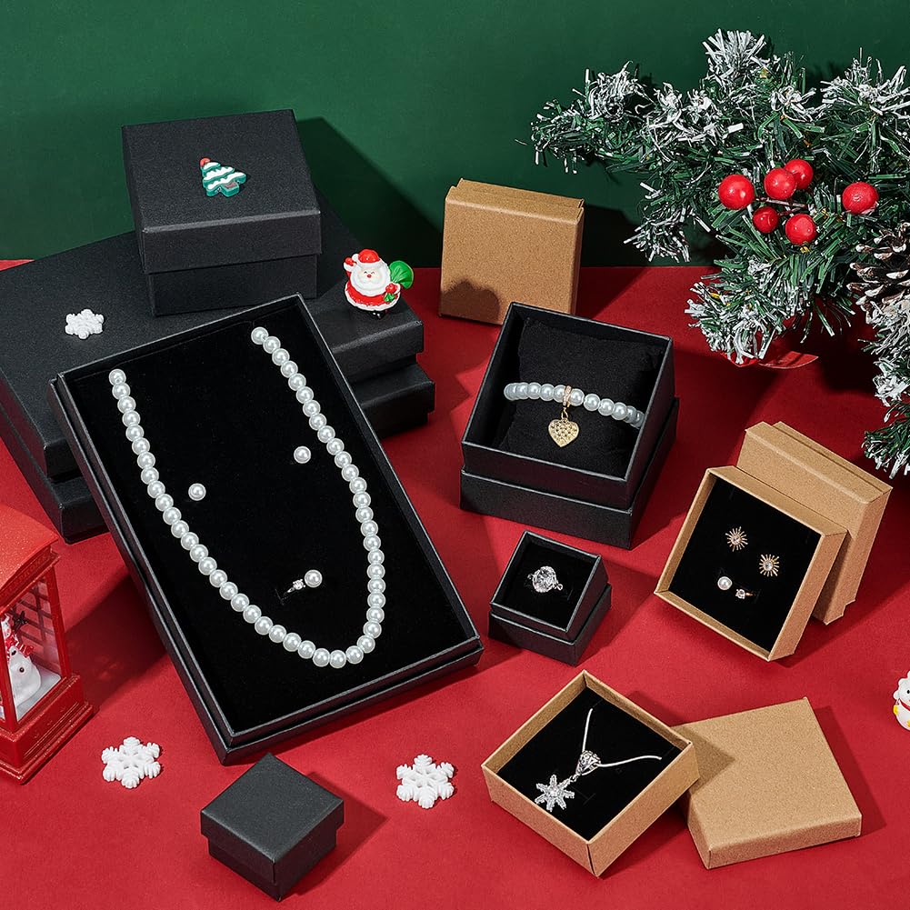 BENECREAT 24 Pack Jewelry Gifts Boxes 3x2 Inch Rectangle Cardboard Earring Necklace Storage Boxes with Velvet Sponge for Ring, Weddings, Birthdays (Red)
