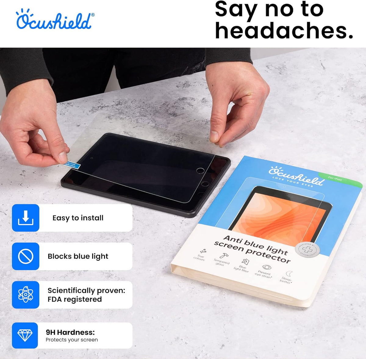 Ocushield Anti Blue Light Tempered Glass Screen Protector for Apple iPad Pro 11" (2018-2022) iPad Air 4/5 (10.9") - Blue Light Filter for iPad - Anti Glare - Protect Your Eyes & Improve Sleep