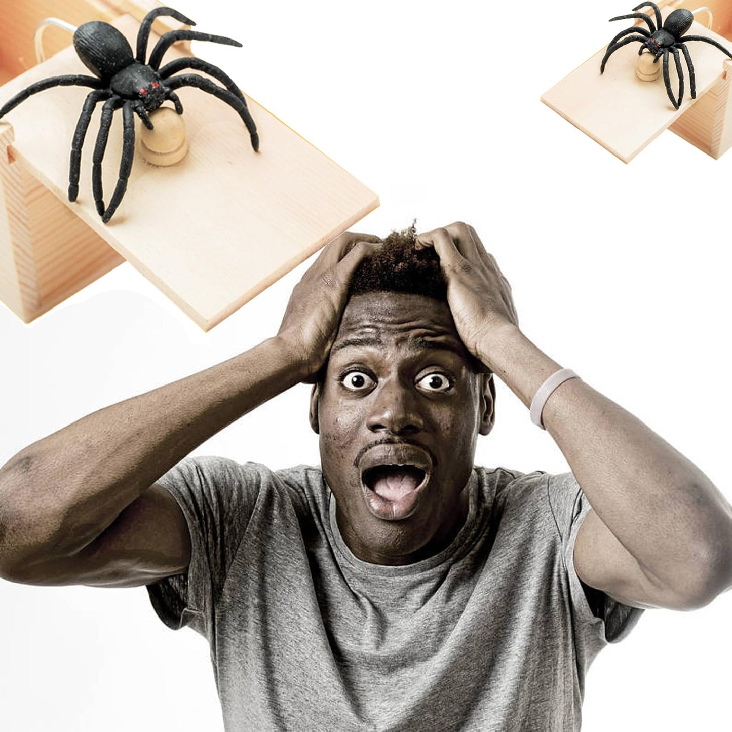 Winbar Rubber Spider Trick Box, Handmade Wooden Surprise Box with Hidden Spider, Trick Toys & Prank Stuff for Adults and Children