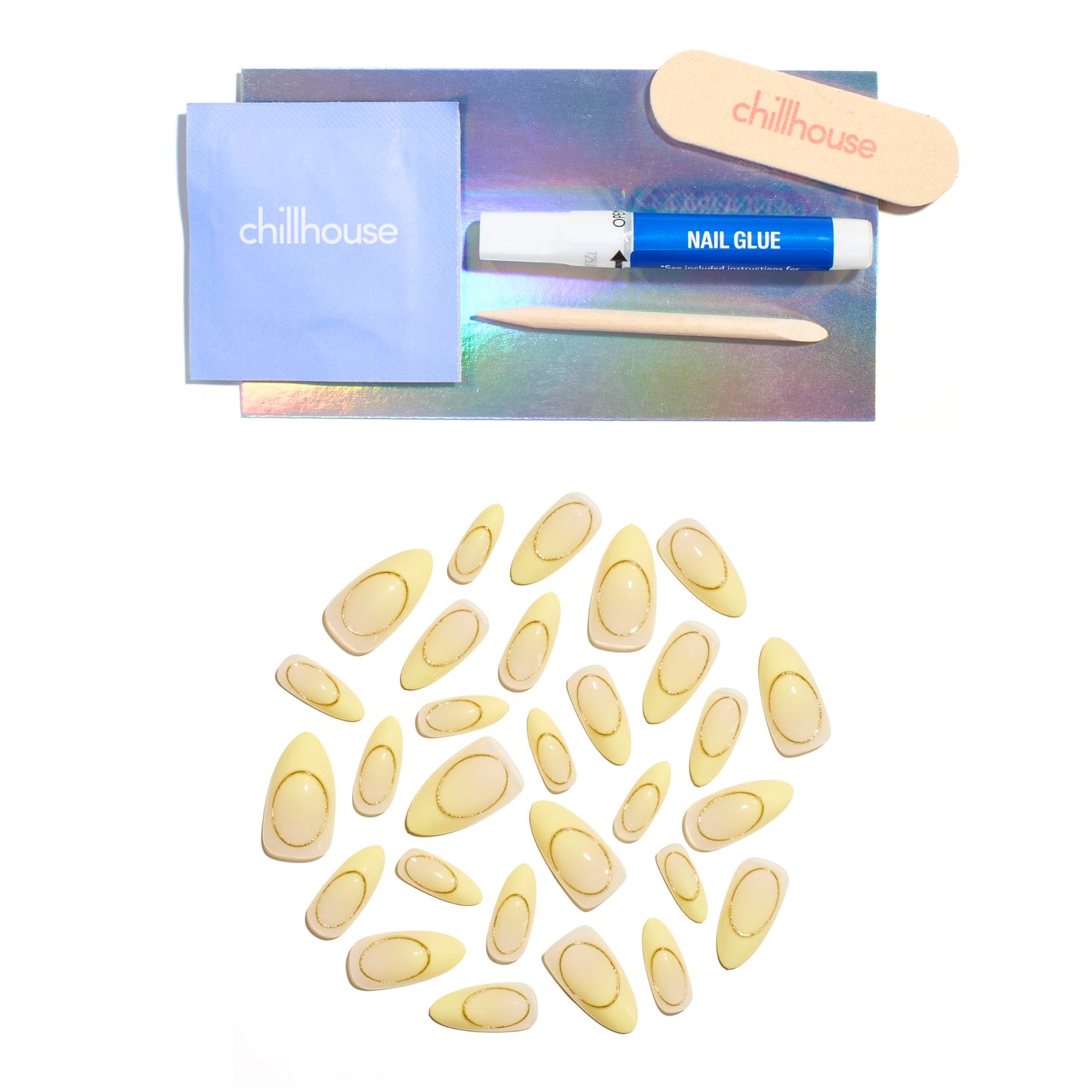 Chillhouse - Chill Tips, Press on Nails Kit - Total Eclipse (Almond) - 30 Nail Shapes & Sizes - Up to 2 Weeks of Wear - Customizable Fit - Reusable - Latina Founded & Women Owned - Beauty & Self Care