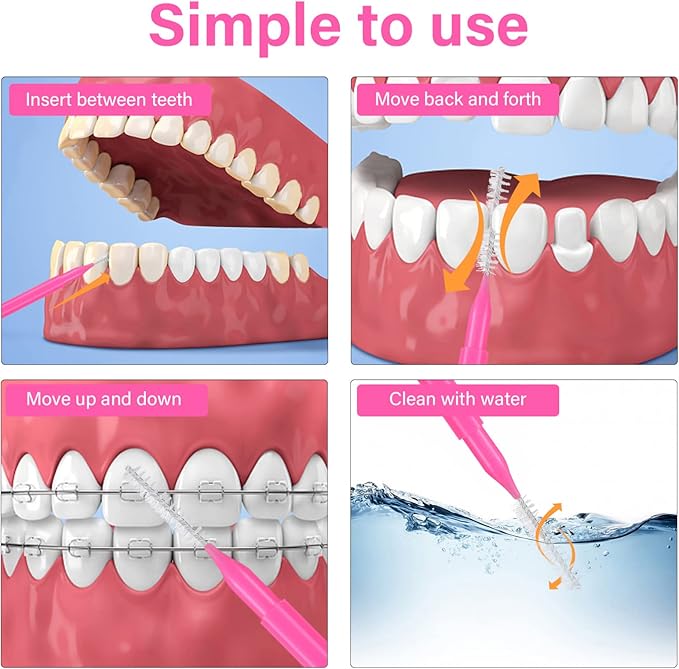 Interdental Brush 100Pcs Assorted Color Tooth Cleaning Tool for Oral Hygiene Portable Flossers for Braces and Teeth Care