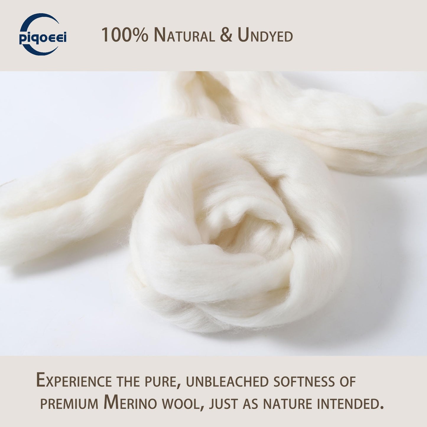 Merino Wool Roving Top for Spinning and Felting - 100% Natural Undyed, Soft Fine Wool for Needle Felting, Knitting, Dyeing (5.3oz)