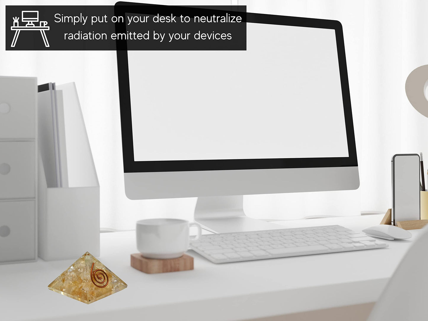 Amazing Gemstone Citrine Orgone Pyramid - 30mm Small Orgonite Pyramids with Crystals and Healing Stones - Authentic Organite Gifts