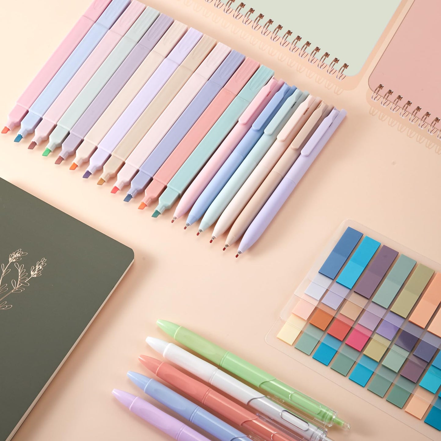Resurhang 64pcs Bible Journaling & Note-taking Kit-includes 3pcs A5 Notebooks, Bible Tabs, Index Stickers, Sticky Notes, Gel Pens, Highlighters & Markers for Study, Worship, Sermon & Daily Planning