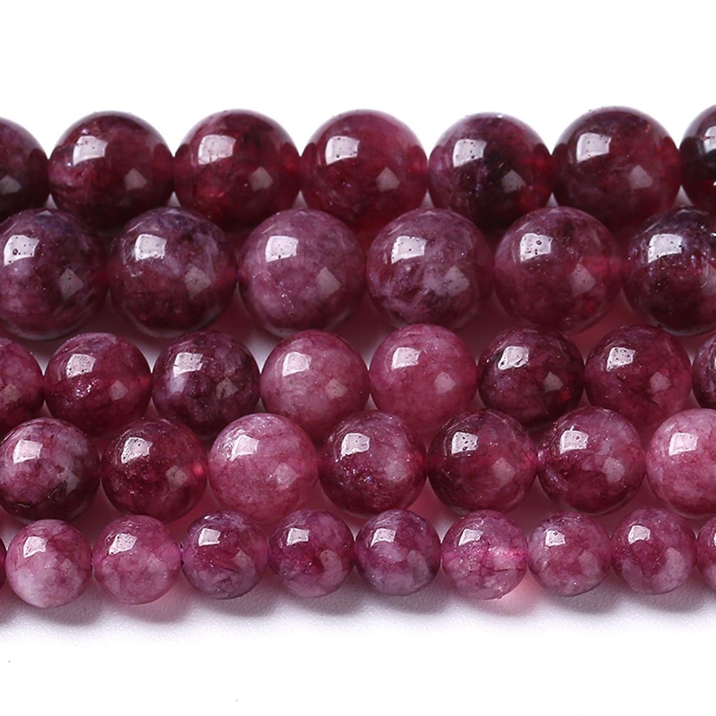 76PCS 10MM Natural Stone Kunzite Purple Jade Beads Round Loose Beads for Jewelry Making Bracelet 2 Strands 32"