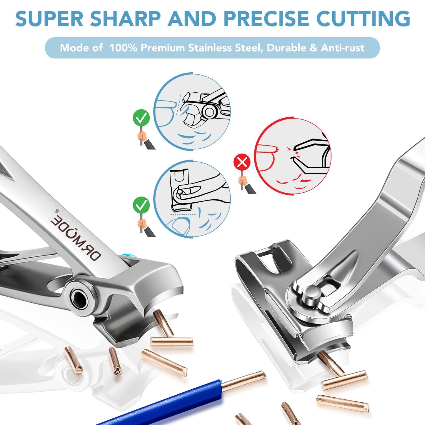 Nail Clippers for Men Thick Nails - DRMODE 16MM Wide Jaw Opening Extra Large Toenail Clippers & Easy Grip 360 Degree Rotary Fingernail Clippers for Seniors Nail Cutter with Nail File Cuticle Trimmer