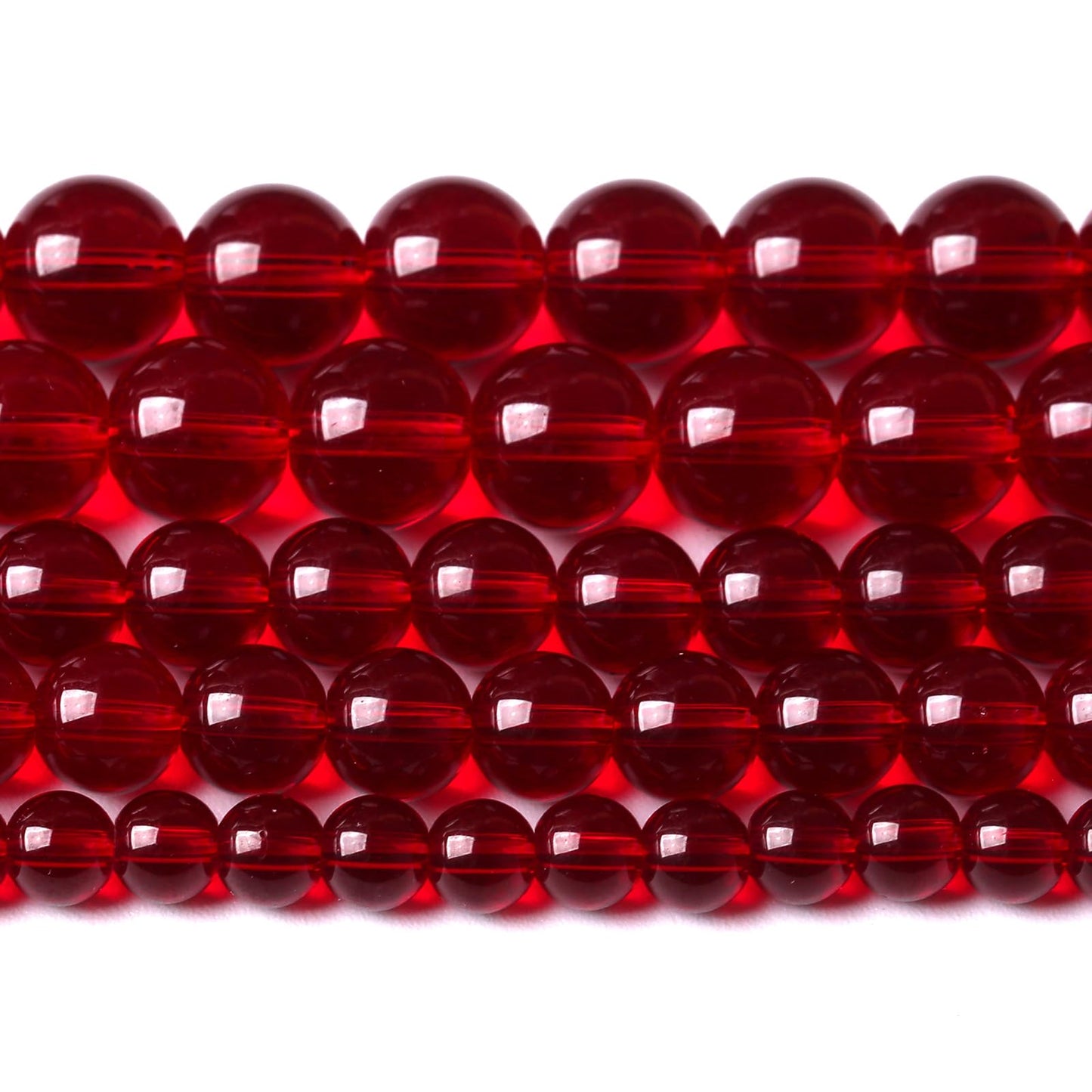 10mm Garnet Red Glass Crystal Beads Smooth Round Stone Beads with Energy Power for DIY Jewlery Bracelets Making 76pcs 2 Strands 32"