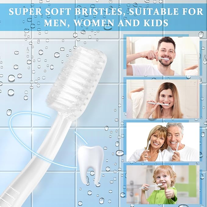Tioncy 200 Pack Prepasted Disposable Toothbrushes Individual Wrapped Toothbrushes Soft Bristle Travel Toothbrush Single Use Wrapped for Hotel, Camp, Travel and Gift for The Homeless (White)