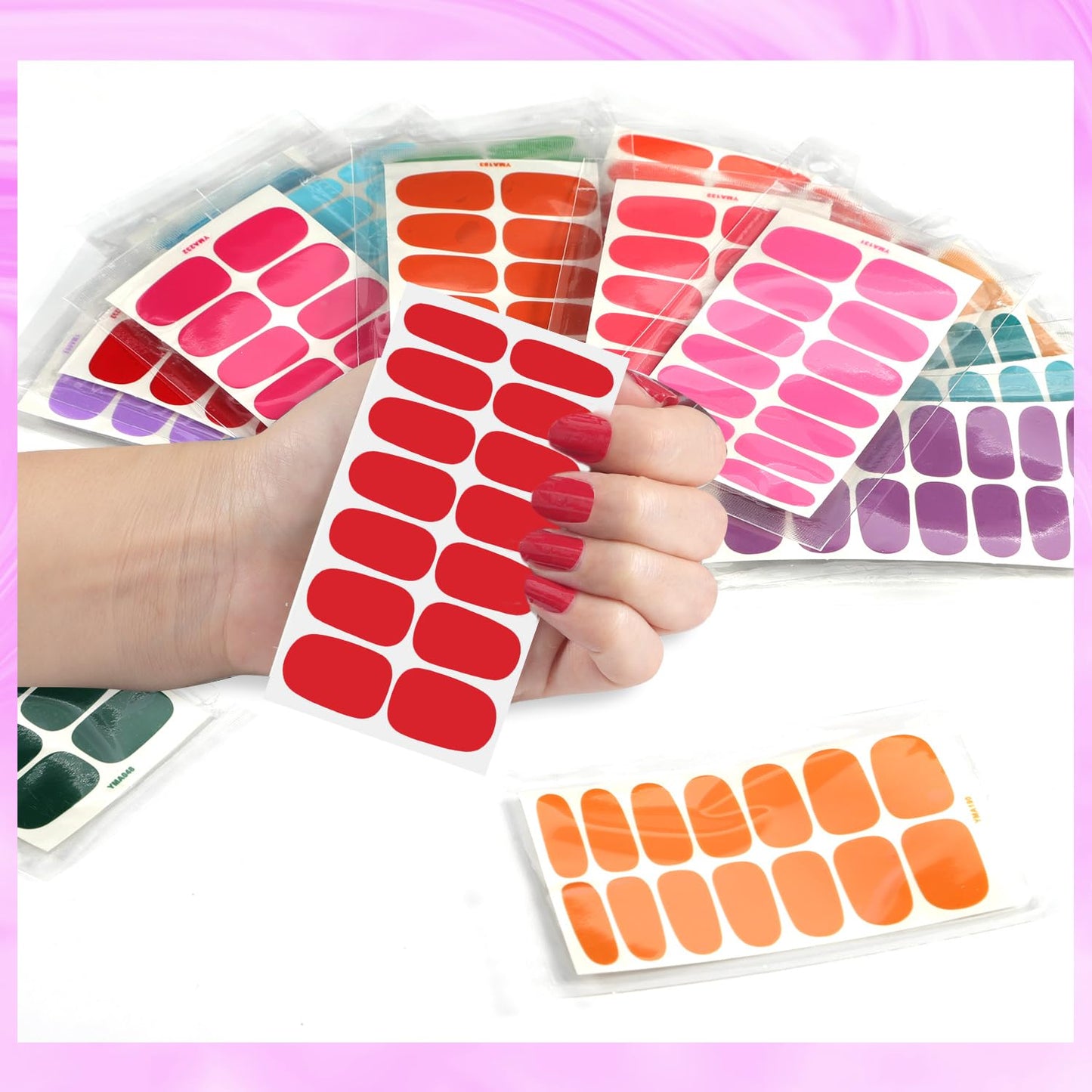 DANNEASY 20 Sheets Nail Stickers Full Nail Wraps Bright Solid Color Nail Polish Strips for Women Gel Nail Strips Self-Adhesive Fingernails Manicure Sticker Nail Art with Nail File, Cuticle Stick