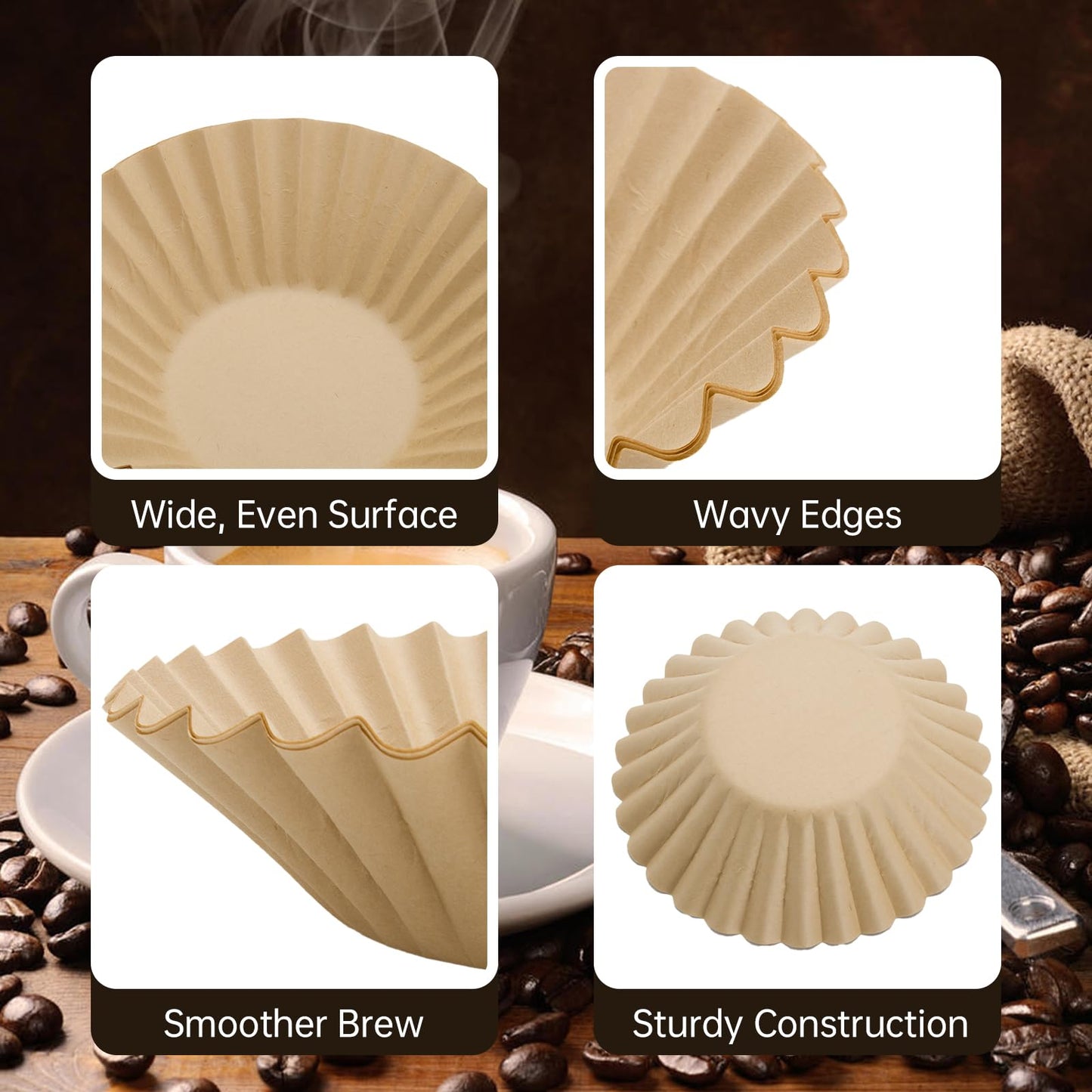 100 PCS Coffee Filters Compatible with Breville, Extra Large Basket Coffee Filters, Unbleached Disposable Paper, Smooth Brew Extraction, Will Not Tear or Clog, Ideal for Home Brewing