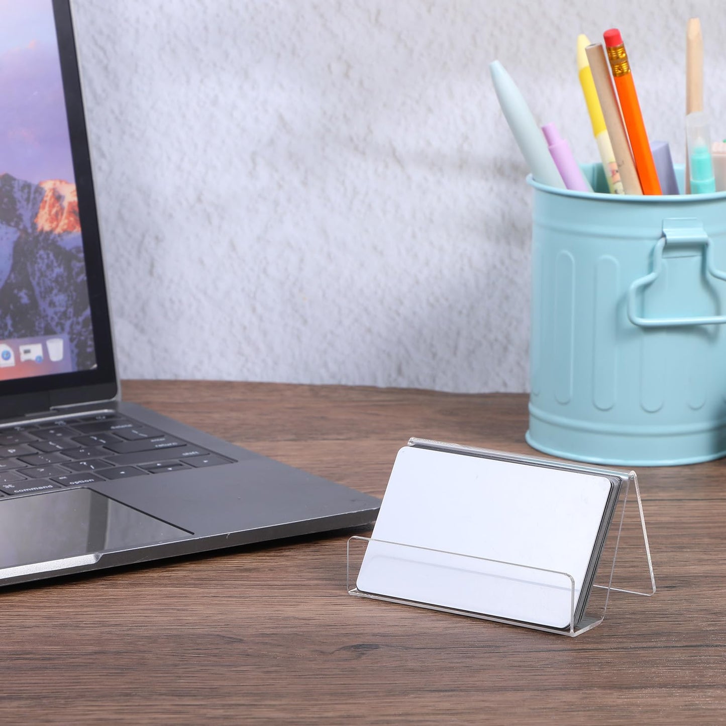 mekueeex 12 Pack Business Card Holder for Desk, Office Acrylic Business Card Table Top Display Holders, Clear Name Holder Stand