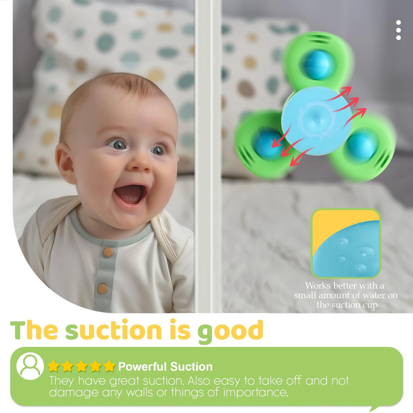 ALASOU 6 PCS Suction Cup Rotating Toys(3 Farm+3 Space) for Infant and Toddlers