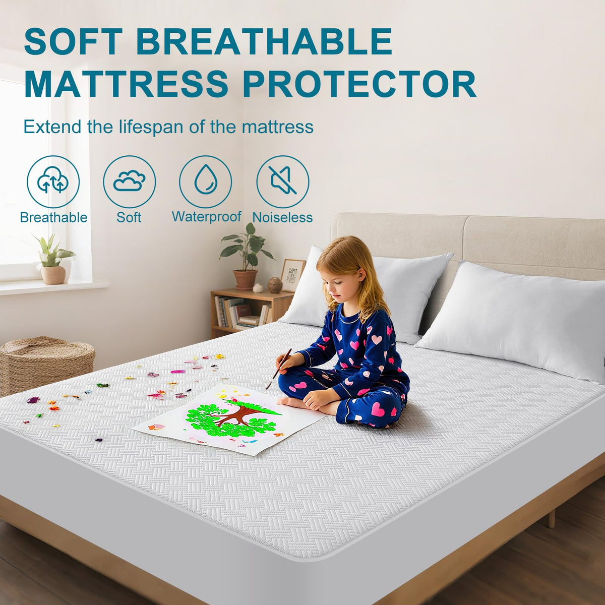 Waterproof Twin XL Size Mattress Protector with Deep Pockets