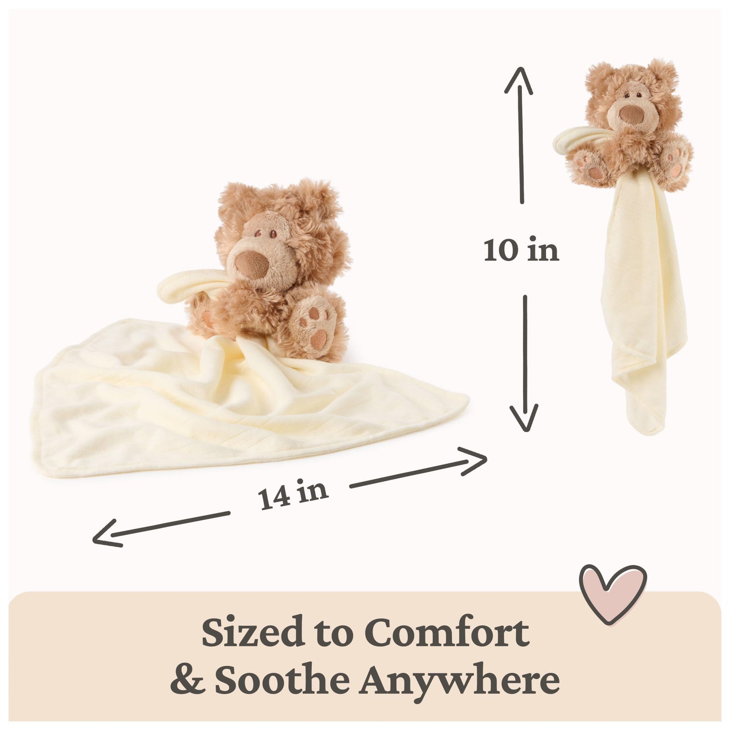 GUND Baby Philbin Plush Lovey, Teddy Bear with Baby Blanket, Stuffed Animal Sensory Toy, Brown, 14”