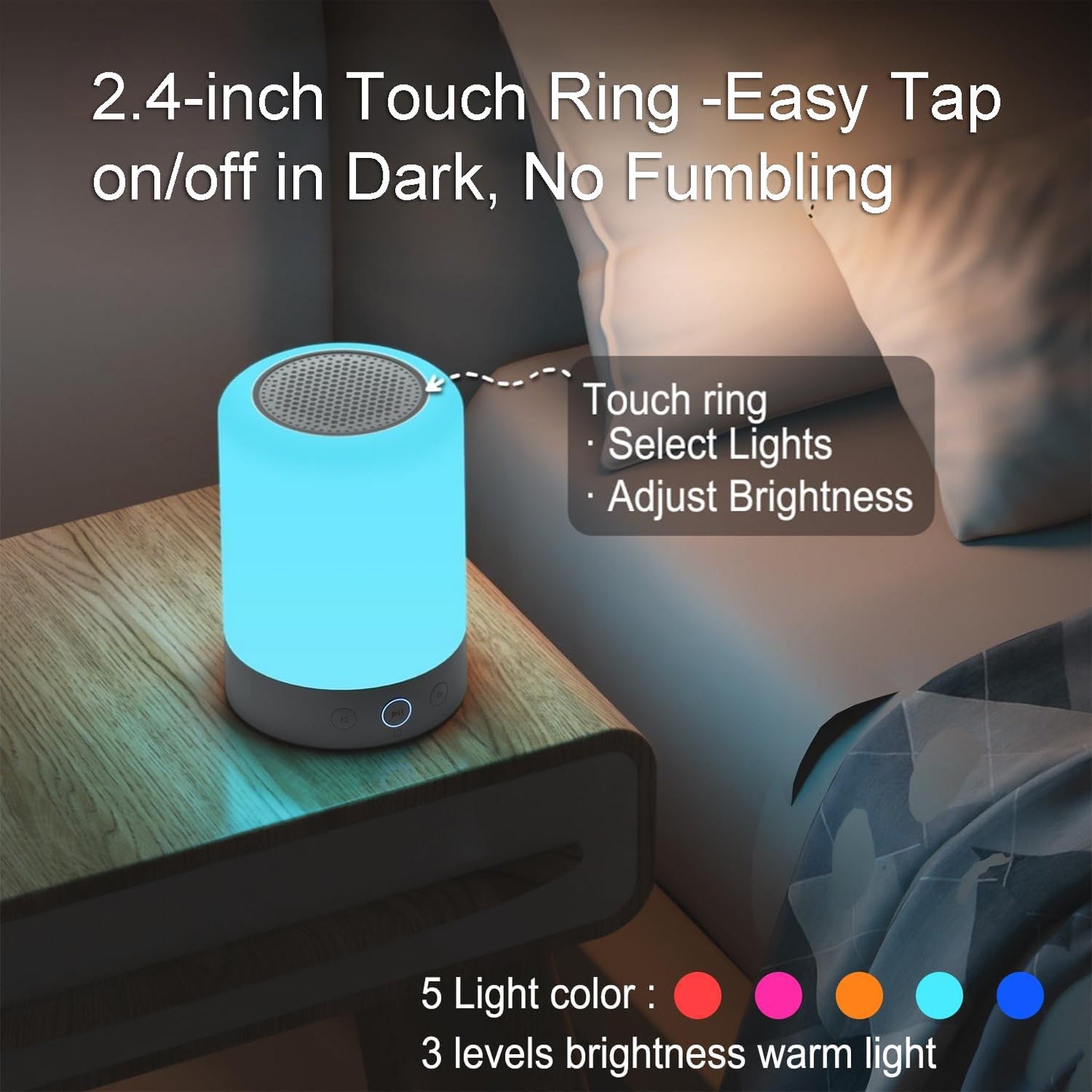 Night Lights, White Noise Machine – 20 Non-Looping Sleep Sounds, Rechargeable Battery, Touch Control, 6 Timers & Memory Function | Portable Sound Machine for Baby, Adults, Nursery, Travel