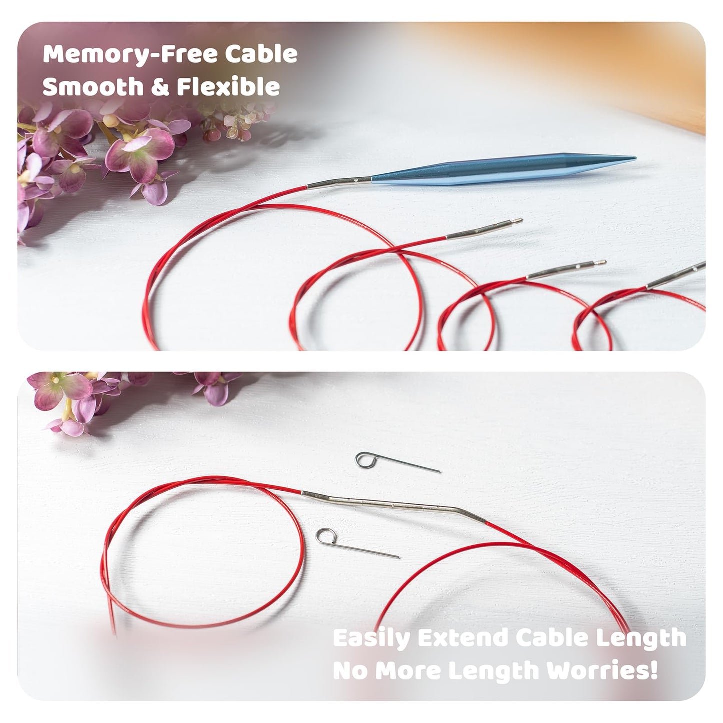 Ruidi Interchangeable Aluminum Circular Knitting Needles Set - 13 Pairs of 4 Inch (10cm) Needles with 4 Cables, Needle Holders & Leather Bag - Perfect for Smooth Knitting & Versatile Projects
