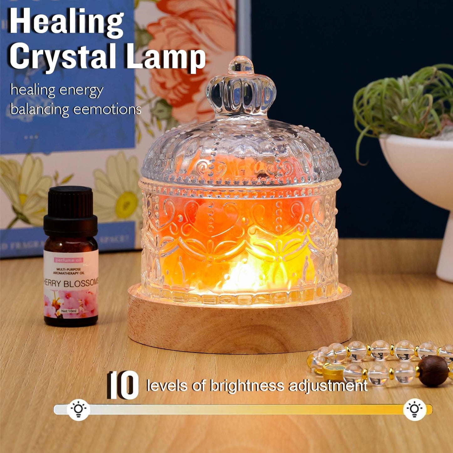 Runyangshi Himalayan Salt Lamp Night Light - Natural Crystal Stones, 3 Lighting Modes with 10 Brightness Levels, Kid & Pet Friendly Design, USB Powered, Ideal for Home and Decor & Gift