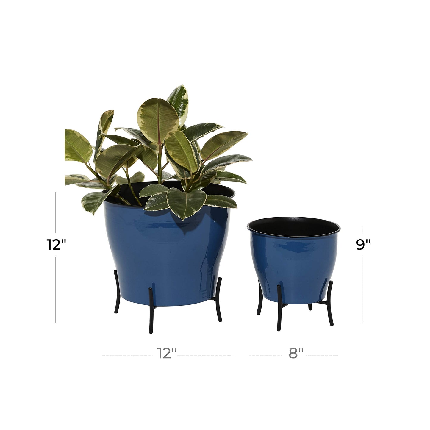 Deco 79 Metal Planter, Set of 2 9", 12"H, Blue