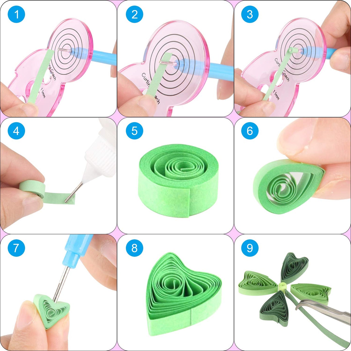TUPARKA 15 PCS Paper Quilling Kits with 29 Colors 600 Strips Quilling Paper DIY Design Drawing Handcraft Tool