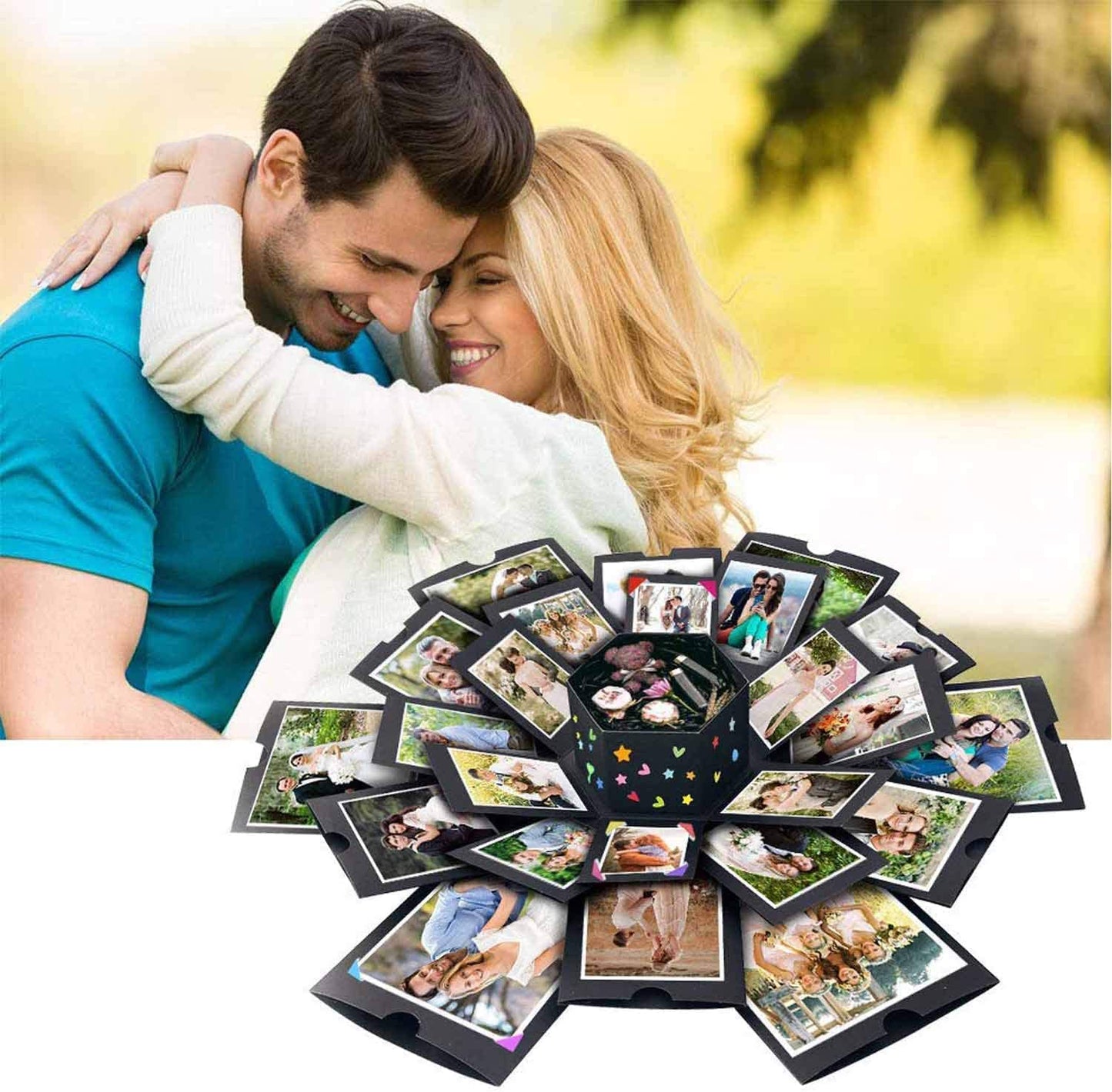 Explosion Gift Box 6 Faces - Custom Gifts for Boyfriend, Creative Handmade DIY Photo Album Scrapbook, 18.5x18.5 Inch Surprise Birthday, Valentine's Day or Wedding Memory Box