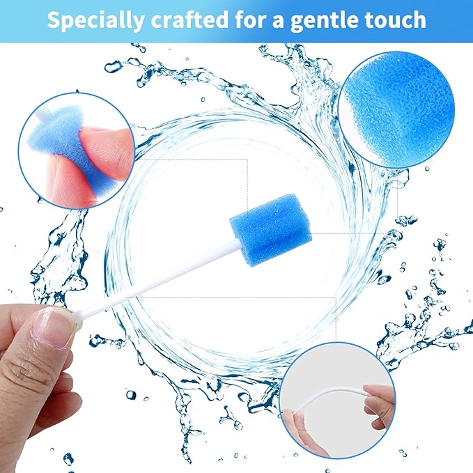 50 Pieces Disposable Oral Swabs Bulk Mouth Sponge Stick Swabsticks Unflavored for Elderly Kids Adults Mouth & Gum Cleaning