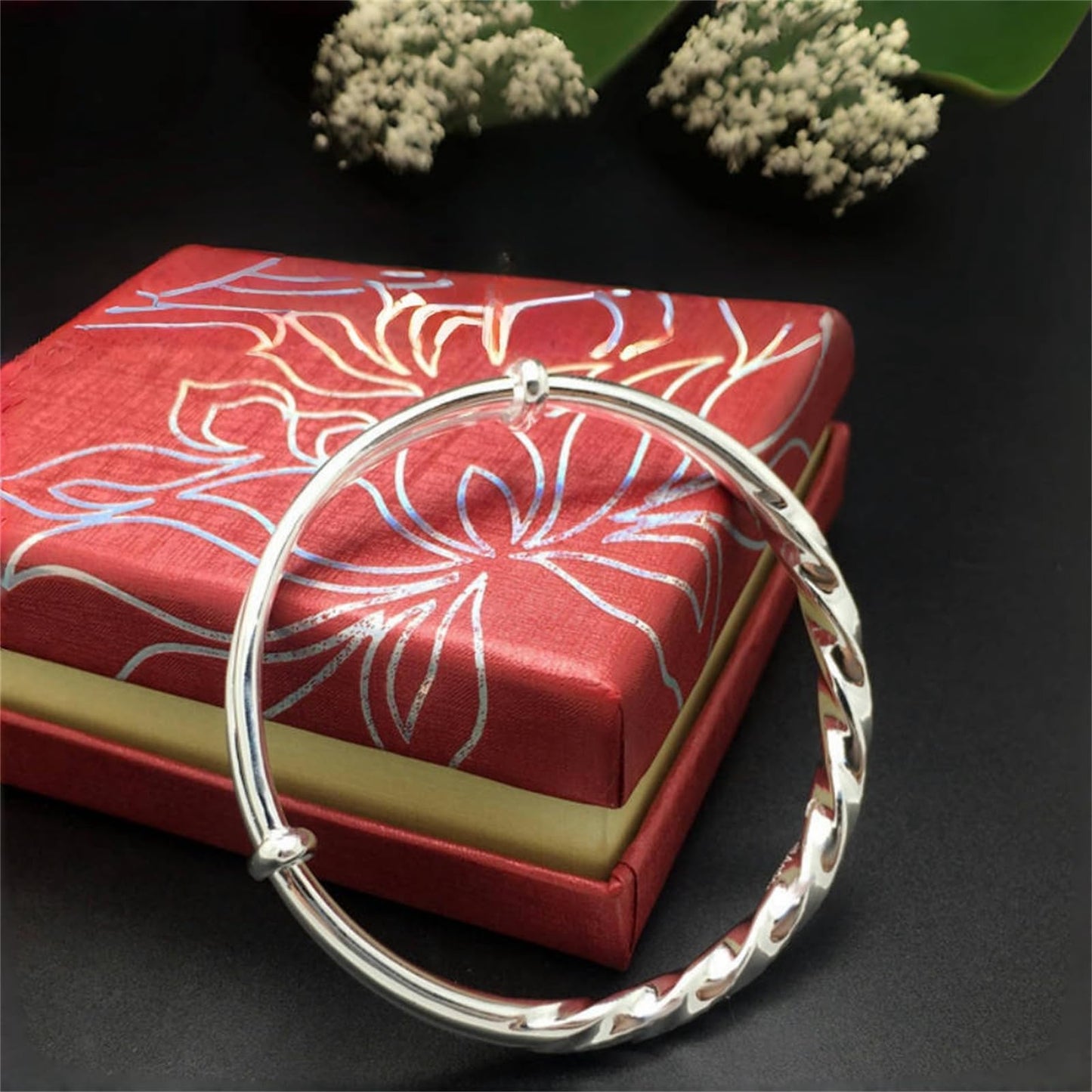 Baoaichi Handmade 925 Sterling Silver Bangle Bracelets For Women Twist Wave Bangles Minimalist Statement Bracelets Adjustable Bangle Daily Jewelry for Christmas & Birthday Gift