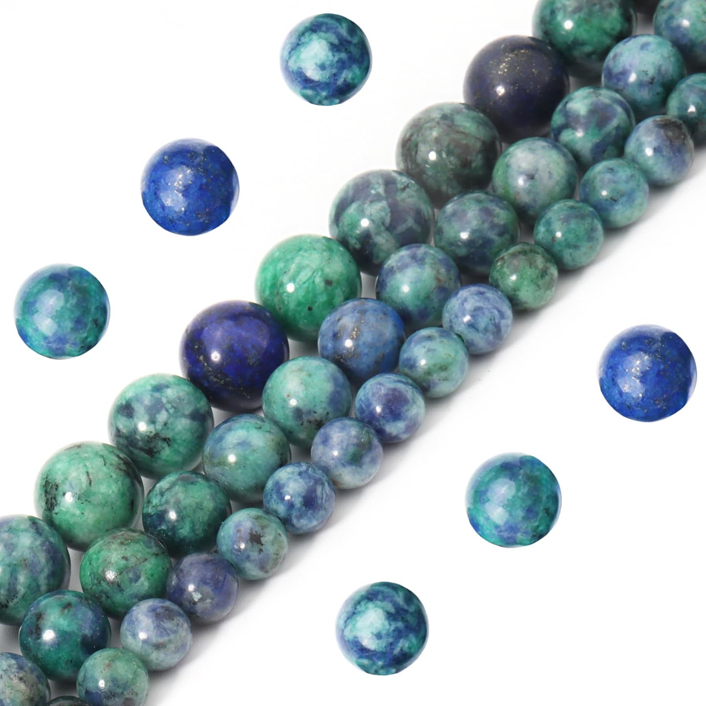 Siomia 45pcs 8mm Natural Phoenix Lapis Lazuli Gemstone Beads Energy Healing Crystal Round Loose Stone Beads for Jewelry Making, DIY Bracelets Necklaces