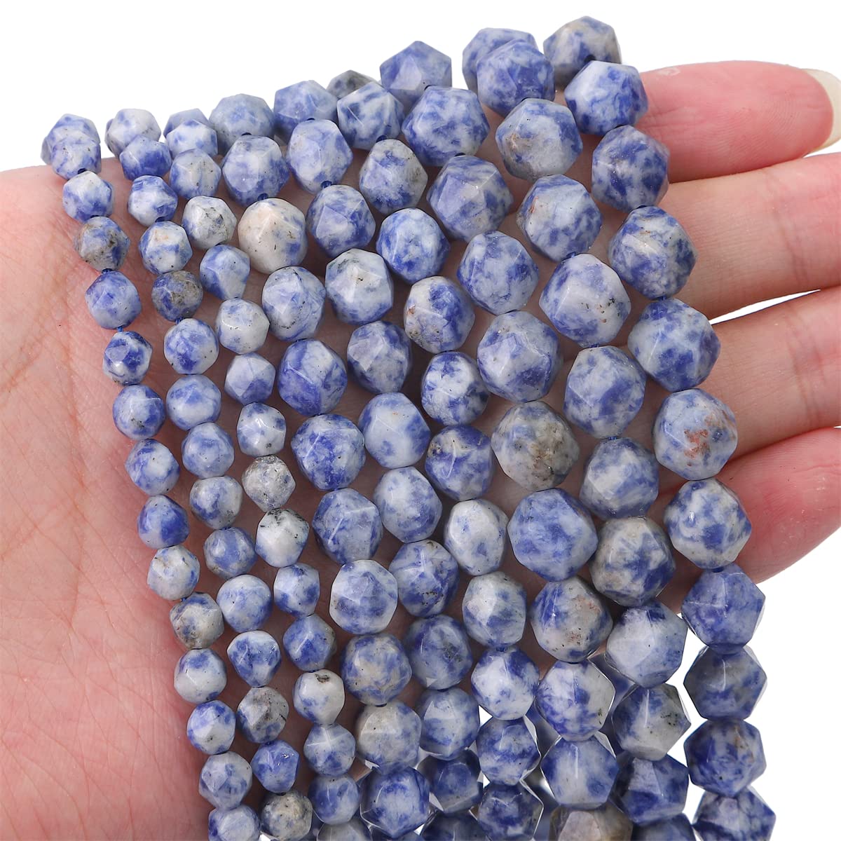 BEADIA Faceted Natural Blue Sodalite Stone Round Beads 8mm 36cm/Strand for Jewelry Making