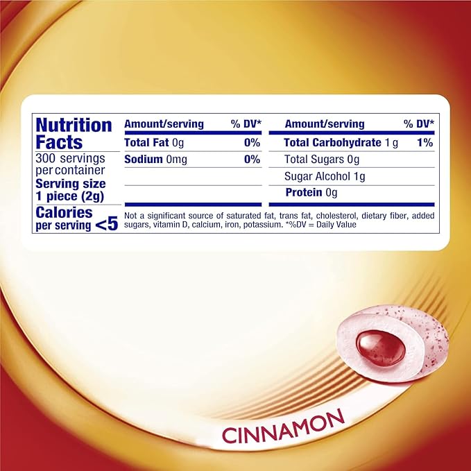 Mentos Pure Fresh Sugar-Free Chewing Gum with Xylitol, Cinnamon, 90% Recyclable Curvy Bottle, 50 Pieces per Bottle, 6 Pack