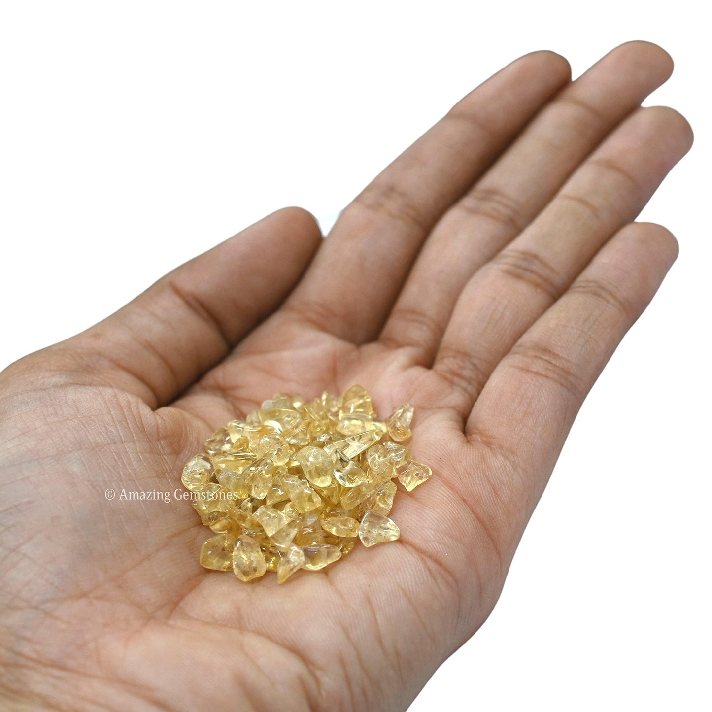 Citrine Pre Drilled Crystal Crushed Chips Beads for Bracelets Making, DIY Handmade Natural Healing Crystals (25 Inch Strand)