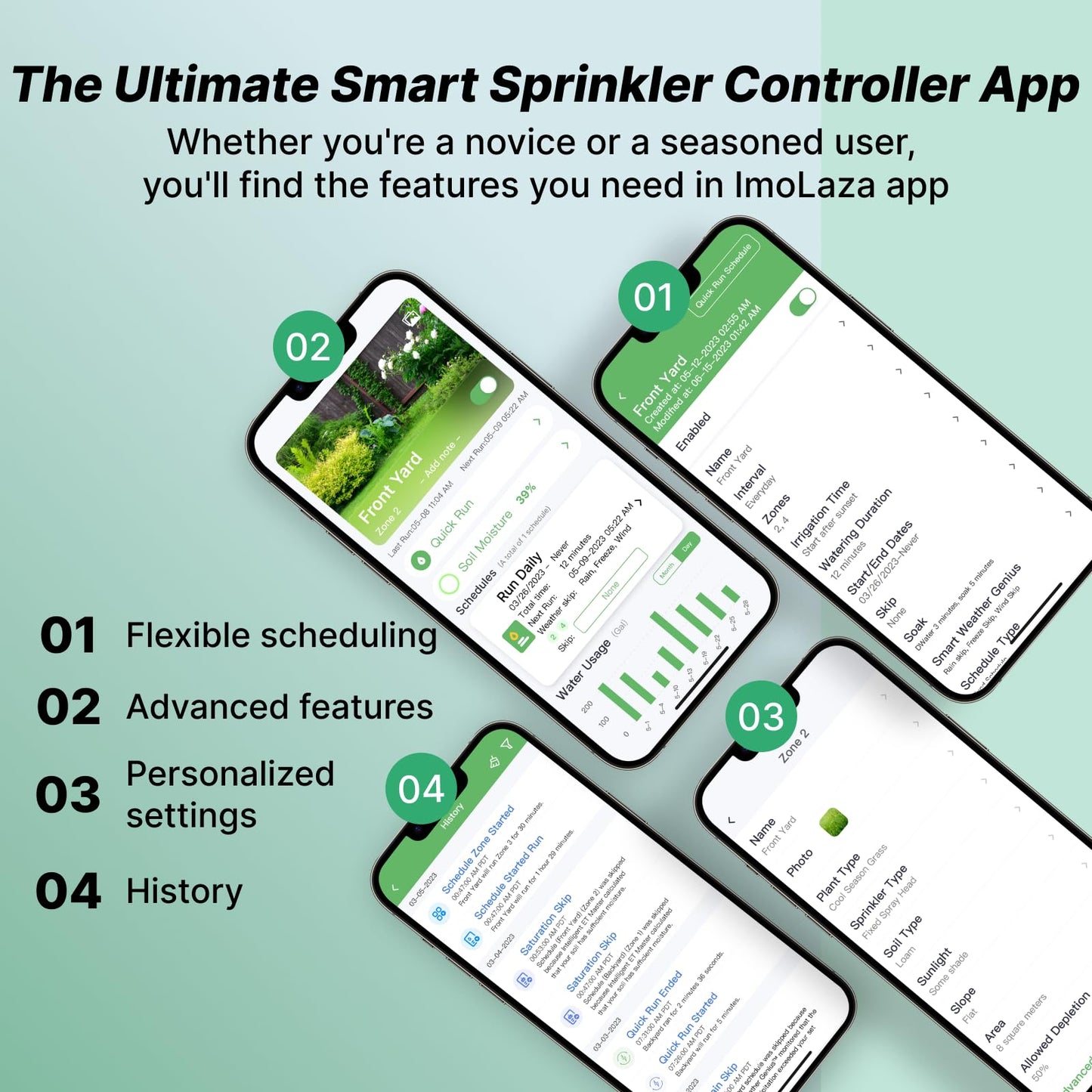 ImoLaza Indoor Smart Sprinkler Controller, ET Automatic Watering Irrigation Controller,2.4GHz WiFi, Ultra Water Saving via Rain/Wind/Freeze/Saturation Skip, App Remote Control & Fault Alerts (8-Zone)