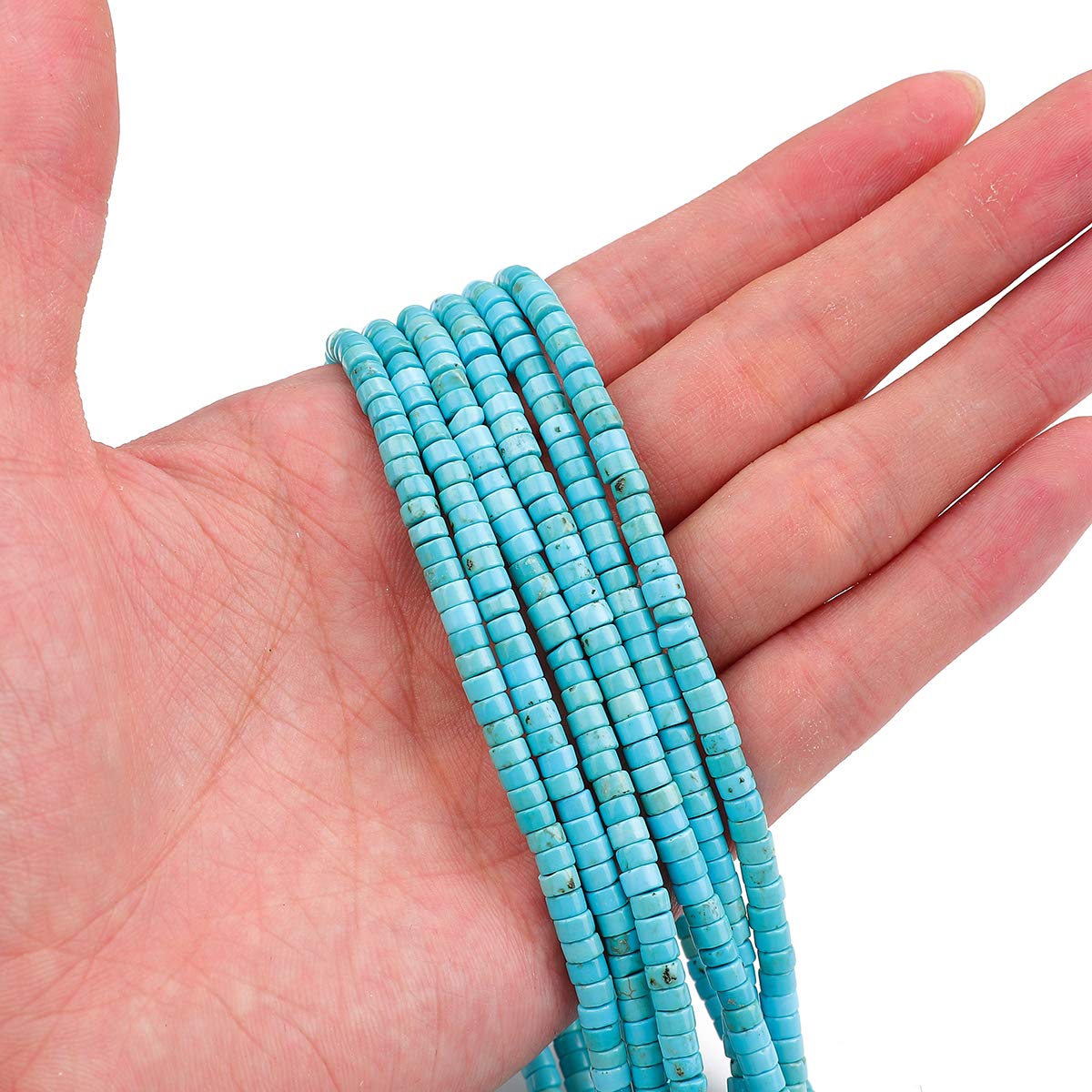 BEADIA Natural Blue Turquoise Spacer Beads Caps Loose Semi Gemstone for Beading Jewelry Making 4mmx2mm 38cm