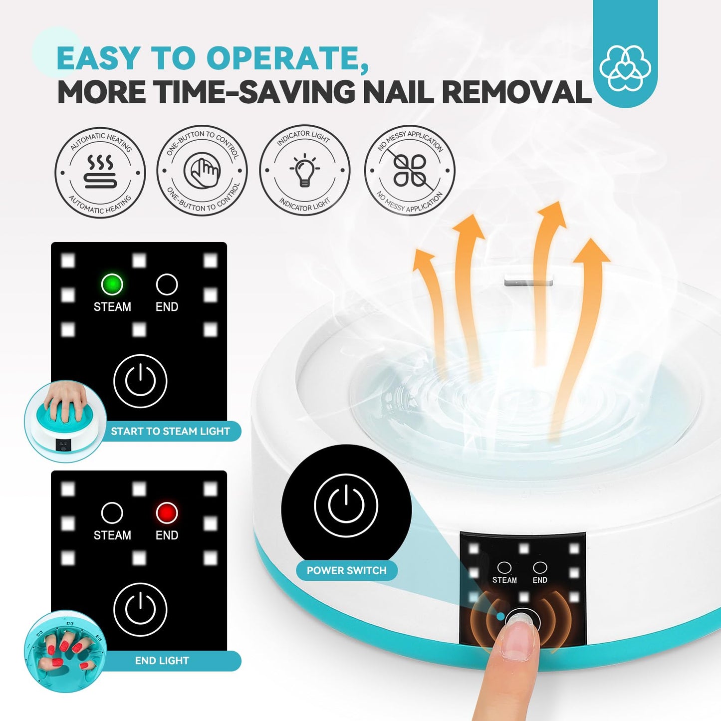 Saviland Essentials Nail Polish Remover Machine: Nail Soaking Bowl & Acetone Nail Polish Remover Gel Nail Remover Machine with Nail Soak off Bowl Soaker Tech Acrylic Nail Remover Steam Salon Home DIY