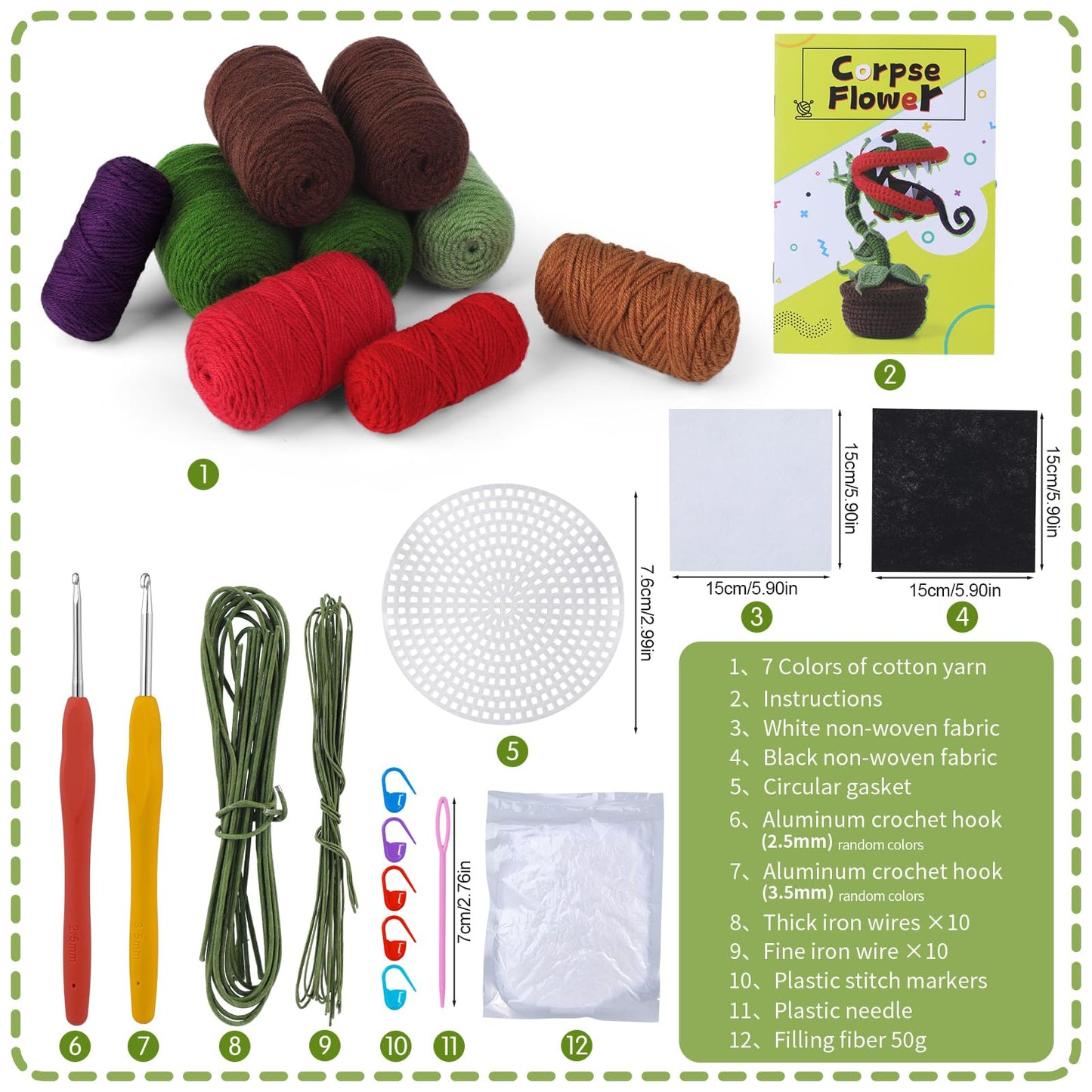 Yizzvb Crochet Kit for Beginners, Complete Crochet Kit for Starter Piranha Crochet Starter Kits for Adults with Step-by-Step Video Tutorials Crochet Flower Kits for DIY Craft Supplies