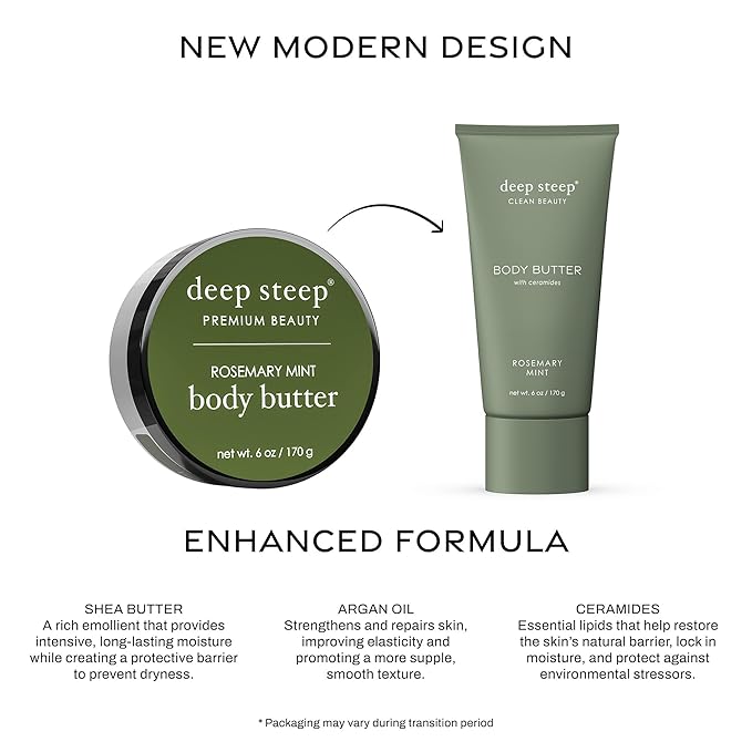 Deep Steep Body Butter with Ceramides for Intense Moisture 6oz (6 Ounces (Pack of 1), Rosemary Mint)