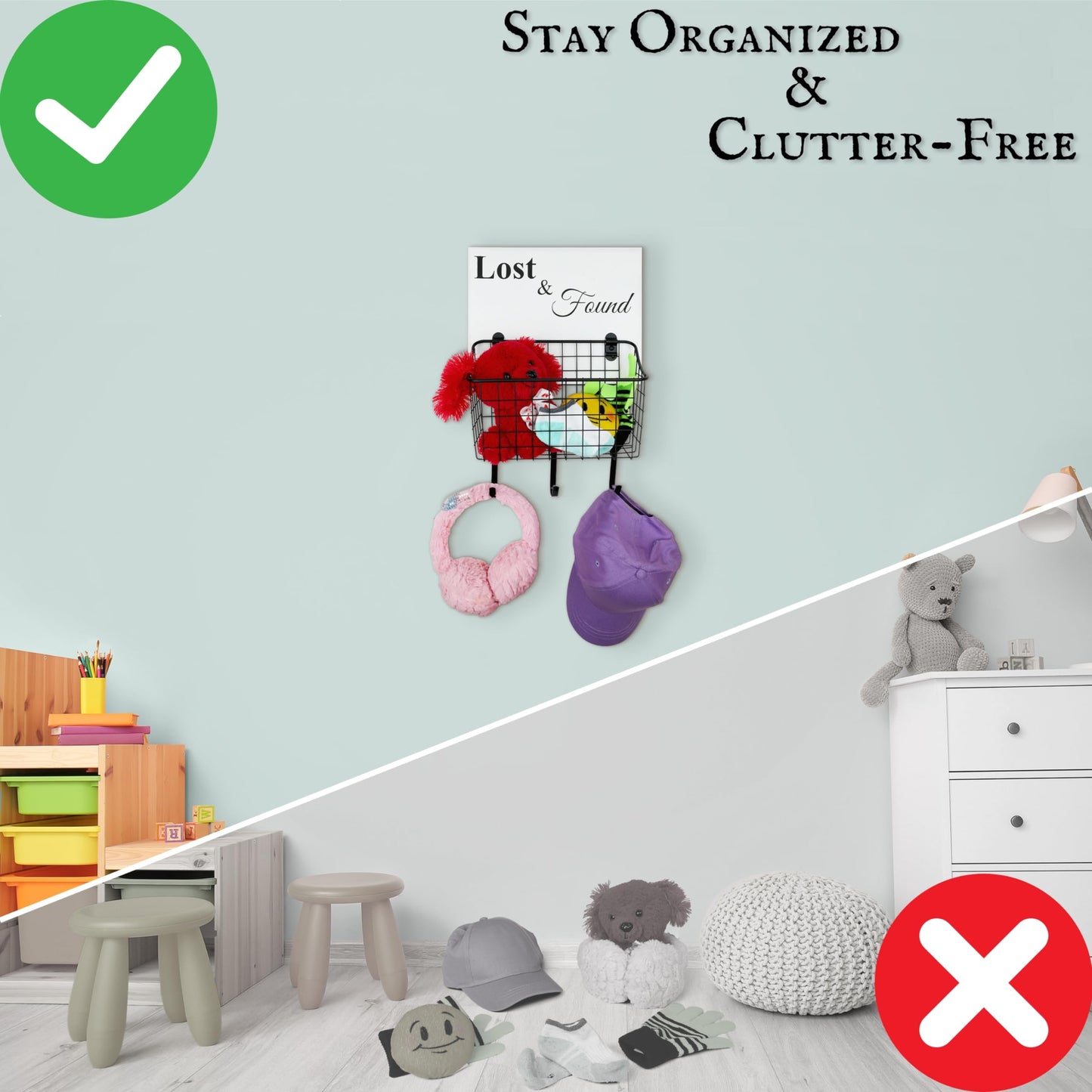 PriZoi Lost and Found Bin Basket - Ideal for a Preschool Classroom or Daycare | Farmhouse Classroom Decor - Lost Socks Basket For Laundry Room