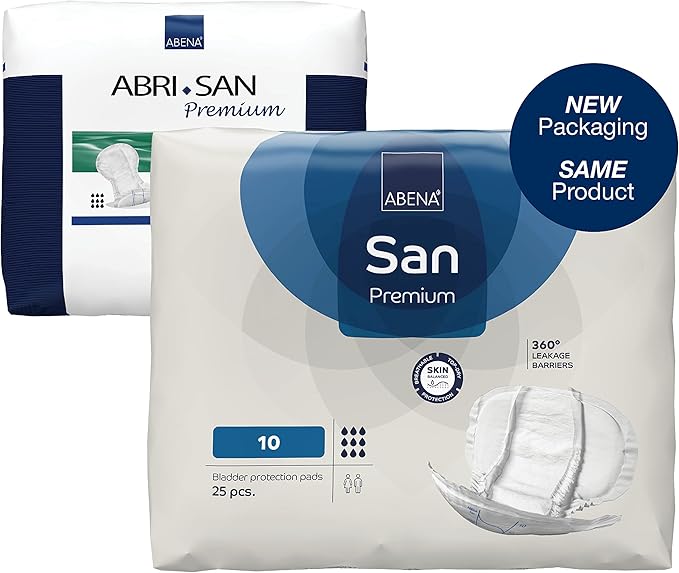 Abena San Premium Incontinence Pads, Heavy Absorbency, (Sizes 8 to 11), Size 10, 25 Count