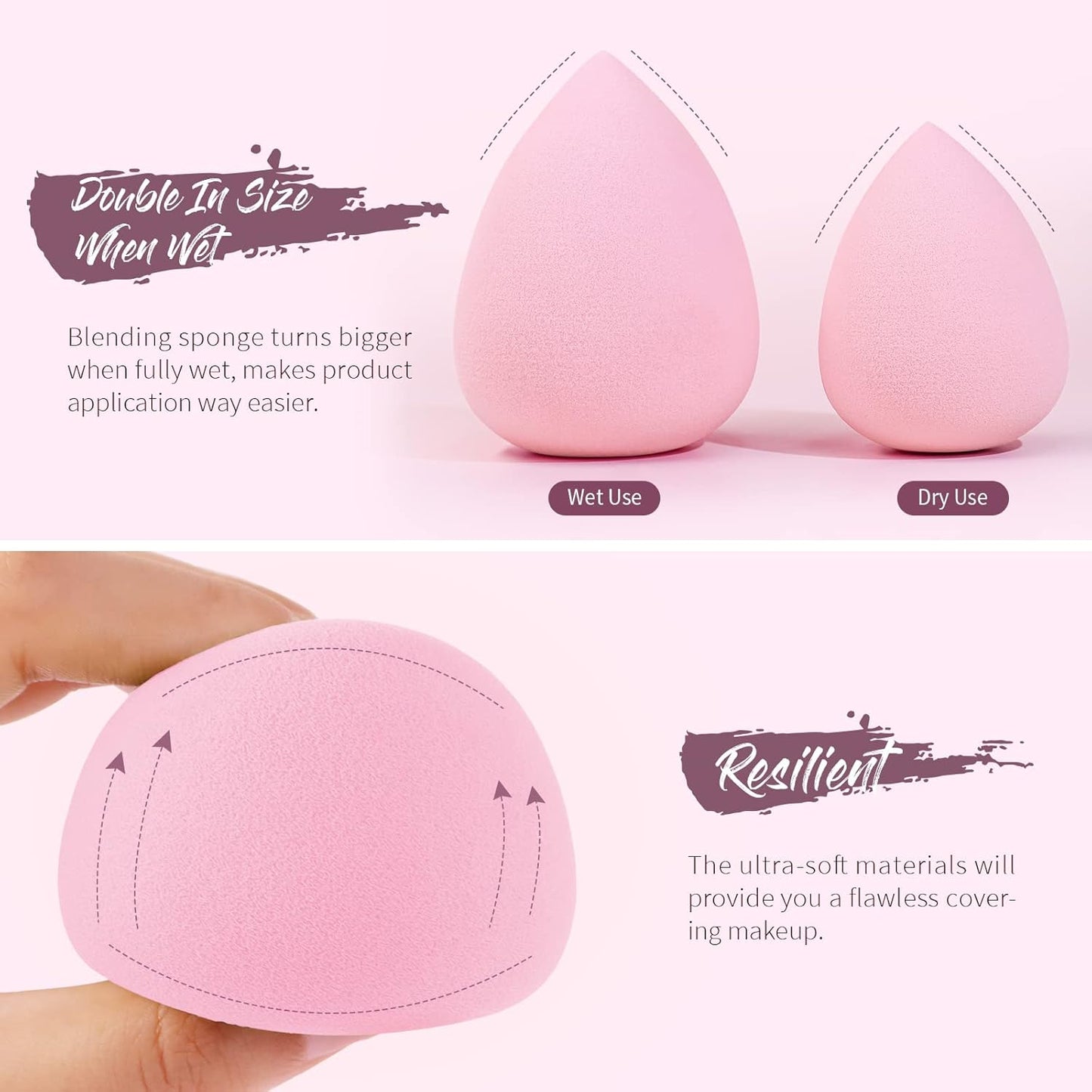 BEAKEY 5 Pcs Makeup Sponge Set, Latex-Free Makeup Sponges for Foundation, Multi-colored Boun Boun Sponges, Flawless for Liquid, Cream, and Powder