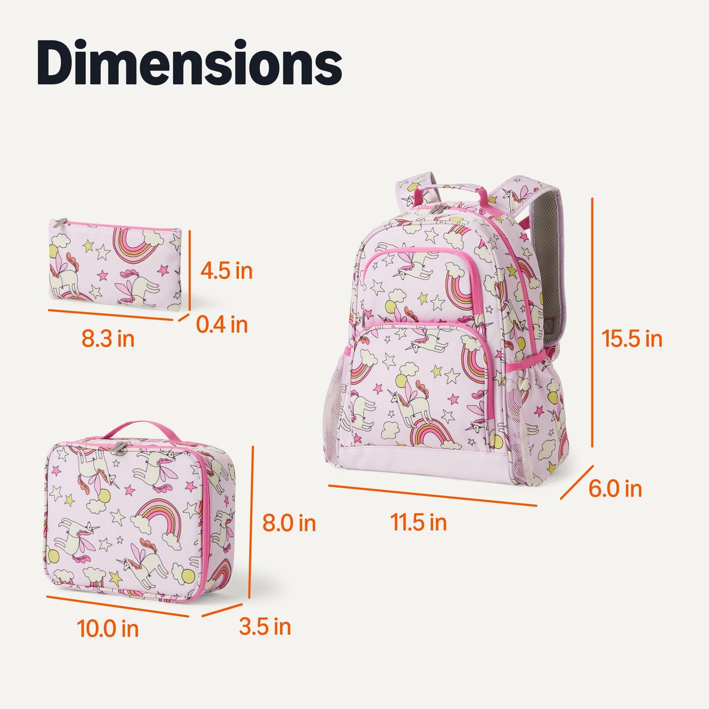 Amazon Essentials Kids School Backpack Set with Lunch Tote and Pencil Case - Multi-Pocket Tear-Resistant Student Day-pack - School Supplies Bundle - Pink - 3 Piece Set