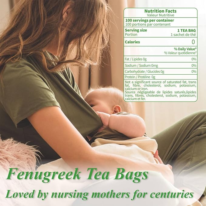 WT WEETEE Fenugreek Tea Bags 100 Count, 100% Natural Premium Whole Fenugreek Methi Seeds, Caffeine-free Nourishing Herbal, No Additives