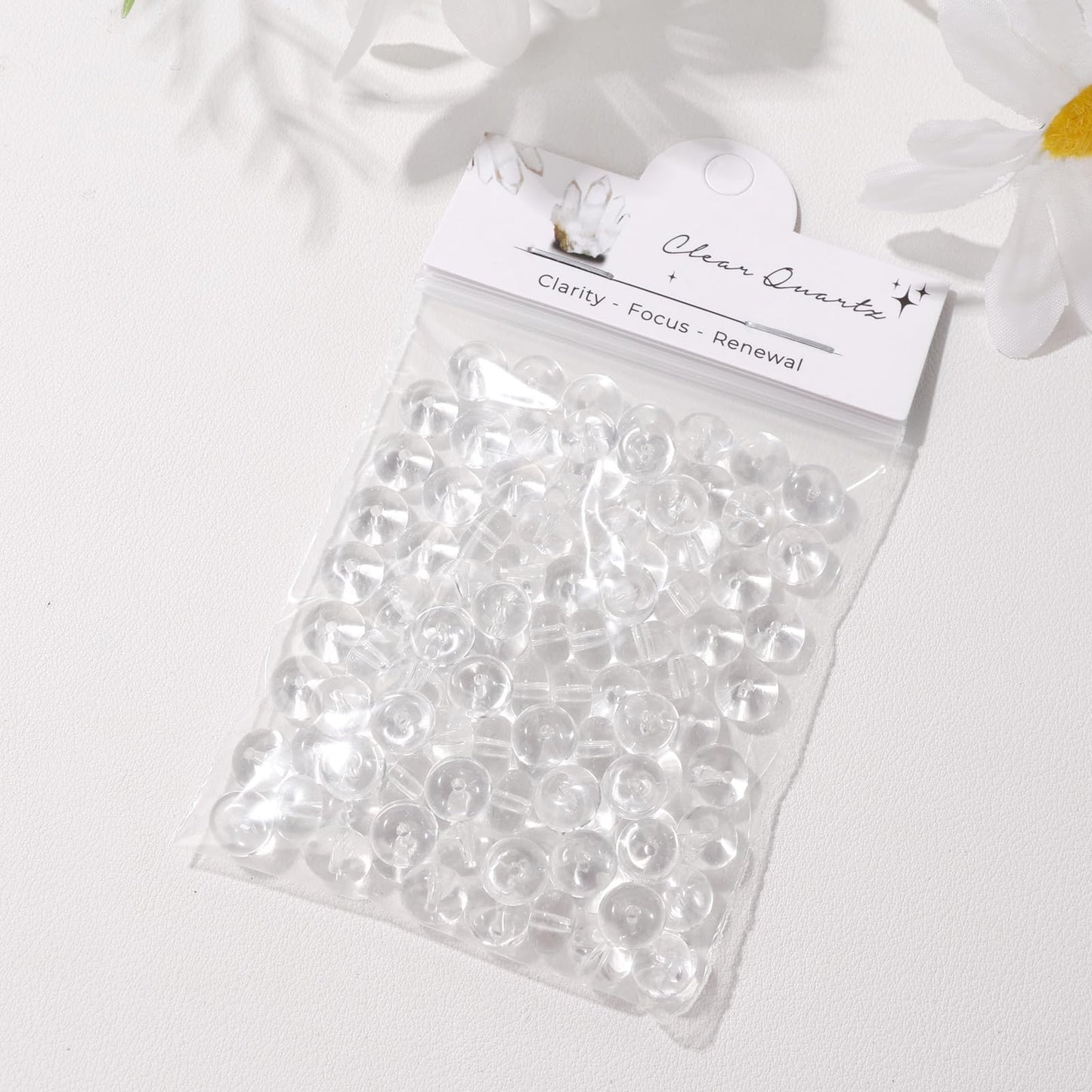 Raicegs 100pcs 5×8mm Rondelle Clear Quartz Beads Natural Gemstone Beads Abacus Disk Stone Loose Beads for Jewelry Making DIY Bracelets Necklace