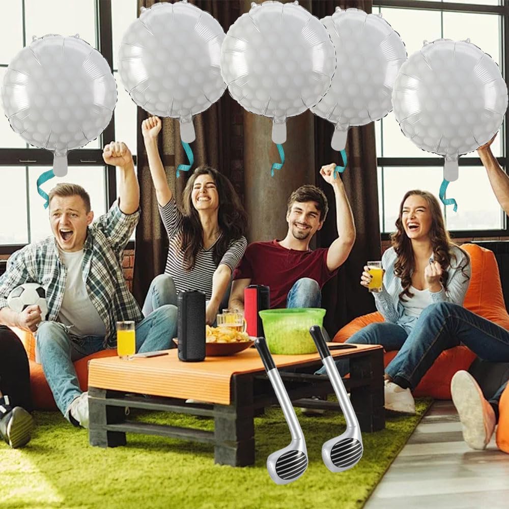 10 PCS Golf Balloons 2 PCS Golf Club 18 Inch Party Decorations Supplies Birthday Party Themed Decor for Boys Giant Large Sports Ball Balloon Christmas Mylar Foil Helium Aluminum Balloon Gender Reveal