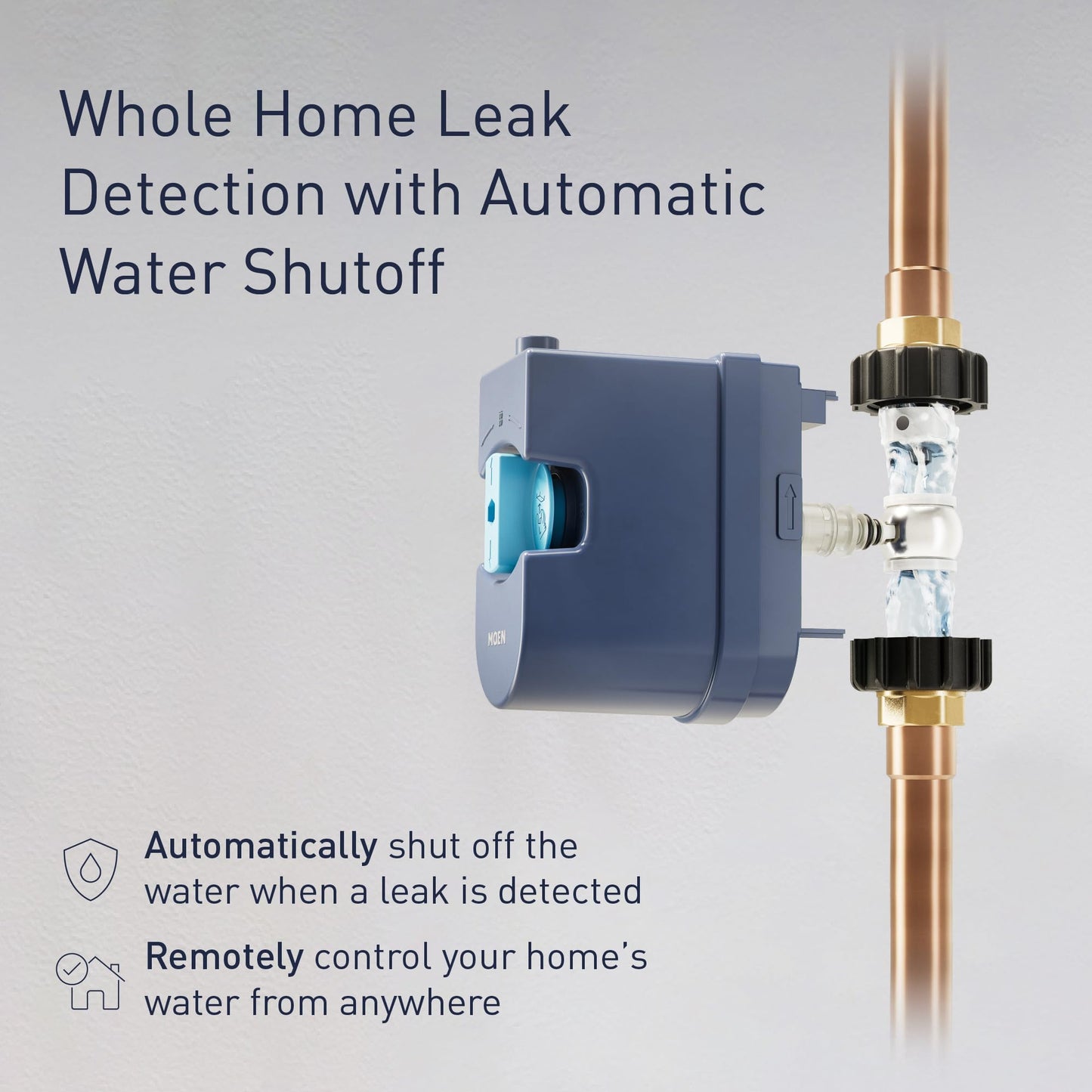 Moen Flo 1-1/4-inch Smart Water Shut Off Valve, Smart Home Water Monitor Leak Detector, Wifi Connected, App Enabled Flow Meter and Shutoff, 900-002