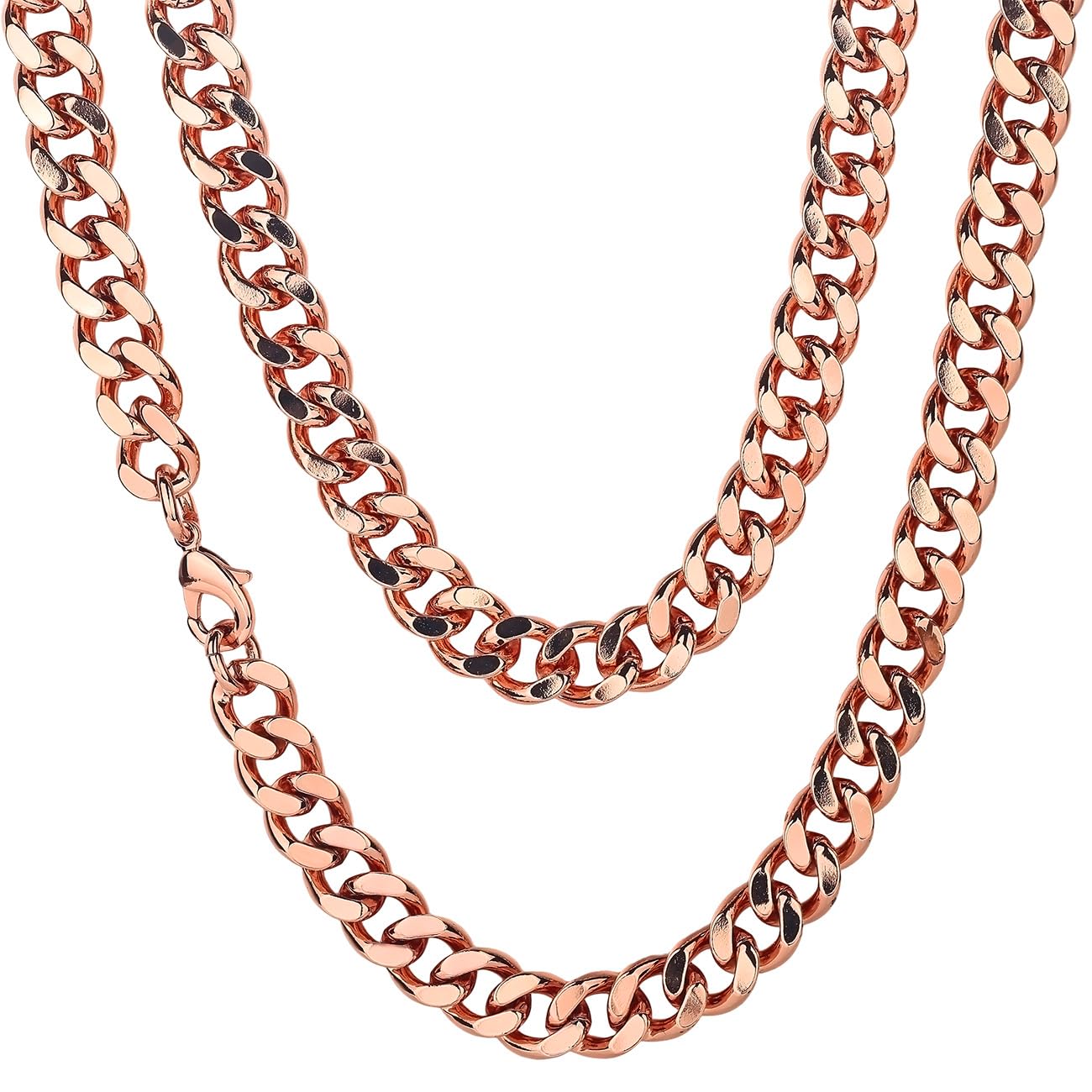 Heavenly Metals Copper Necklace for Men & Women – 99.9% Pure Copper Cuban Link Chain – 5mm, 7mm, 9mm, 12mm Width – 18" to 26" Length – Gift Box Included – USA Brand