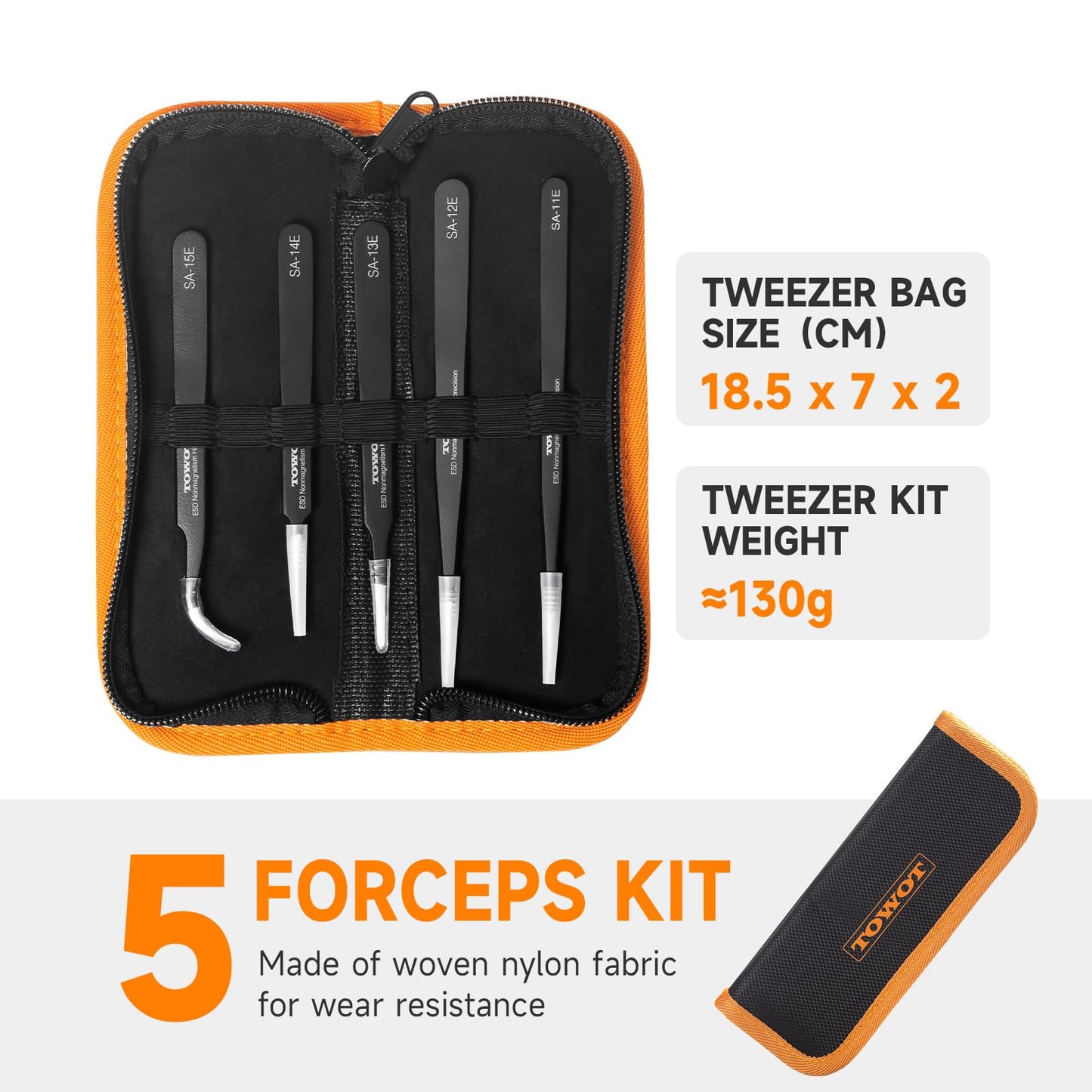 TOWOT 3 PCS Precision Tweezers Set, Premium Anti-static Stainless Steel Electronics Tweezers for Craft, Soldering, Jewelry Making, and Experimental Work Industrial Tweezers