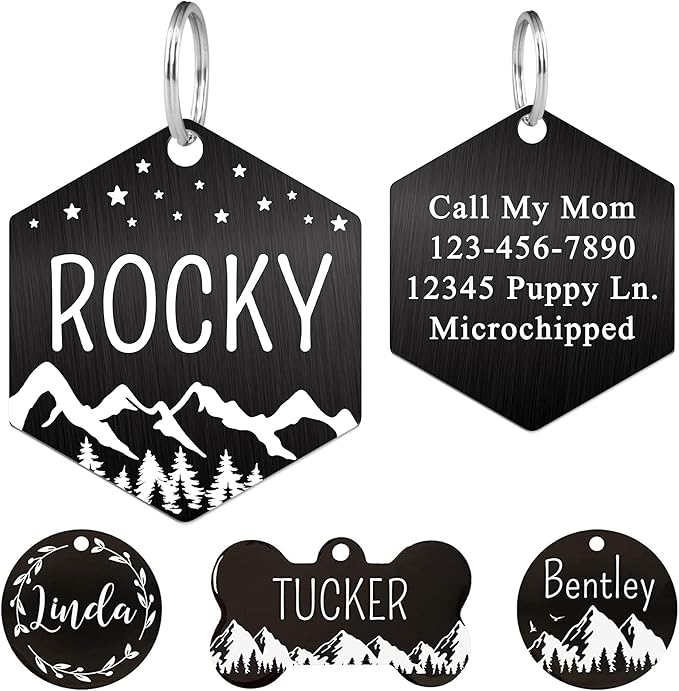 Ultra Joys Custom Dog Tag Personalized Pet Name Tag - Large Bone Mountain