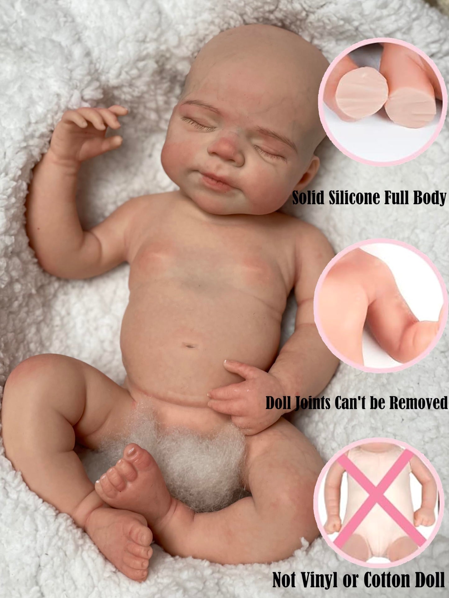 Abenduot 18inch 6.2lbs Can Open Mouth Full Body Silicone Baby Dolls,Lifelike Soft Solid Silicone Newborn Doll Anatomically Correct Girl Dolls - Pascale