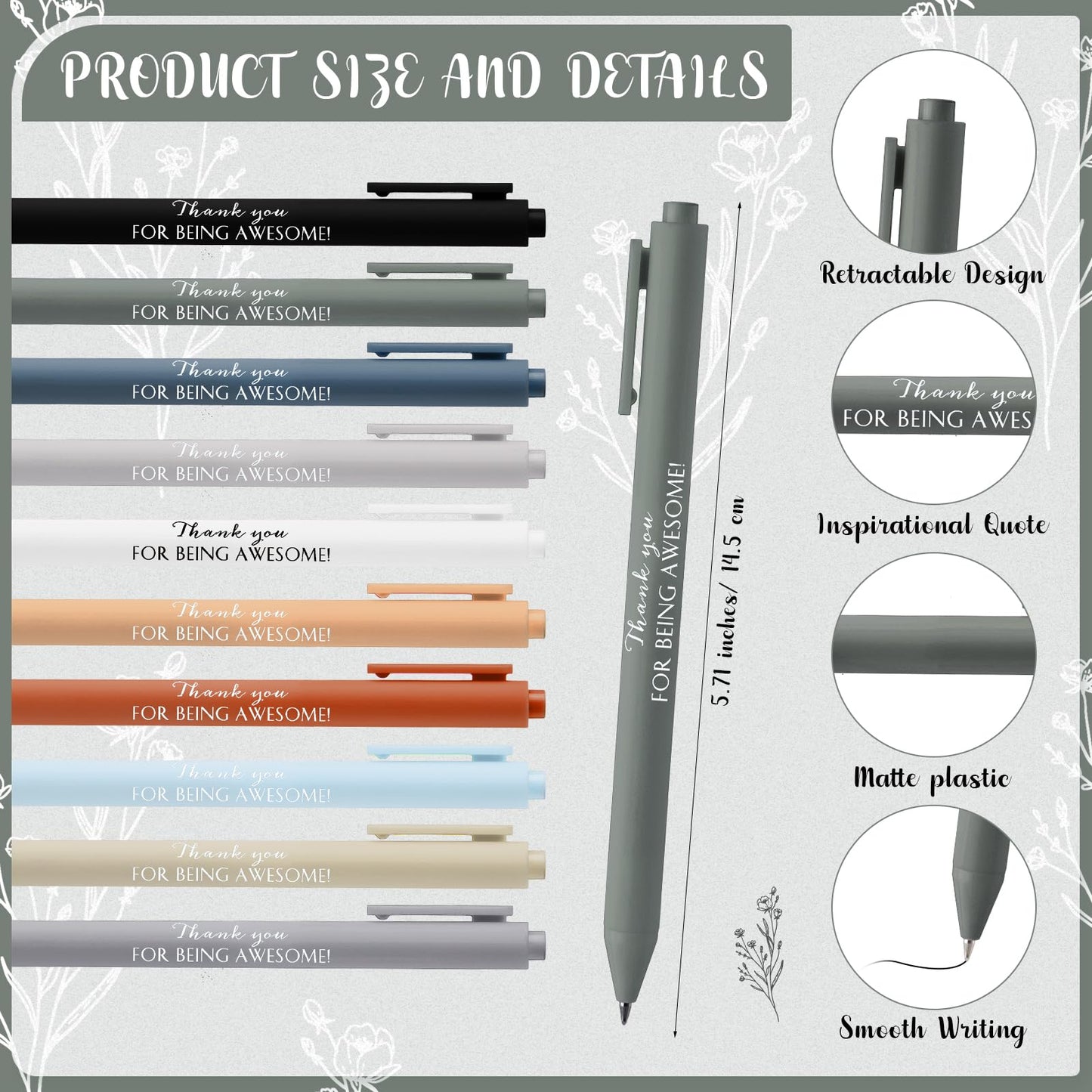 Tellingyou 100 Pcs Employee Appreciation Gifts Bulk Inspirational Notebook Ballpoint Pen Motivational Notebook Mini Journal for Volunteer Administrative Professional Teacher Nurse Team (Awesome)