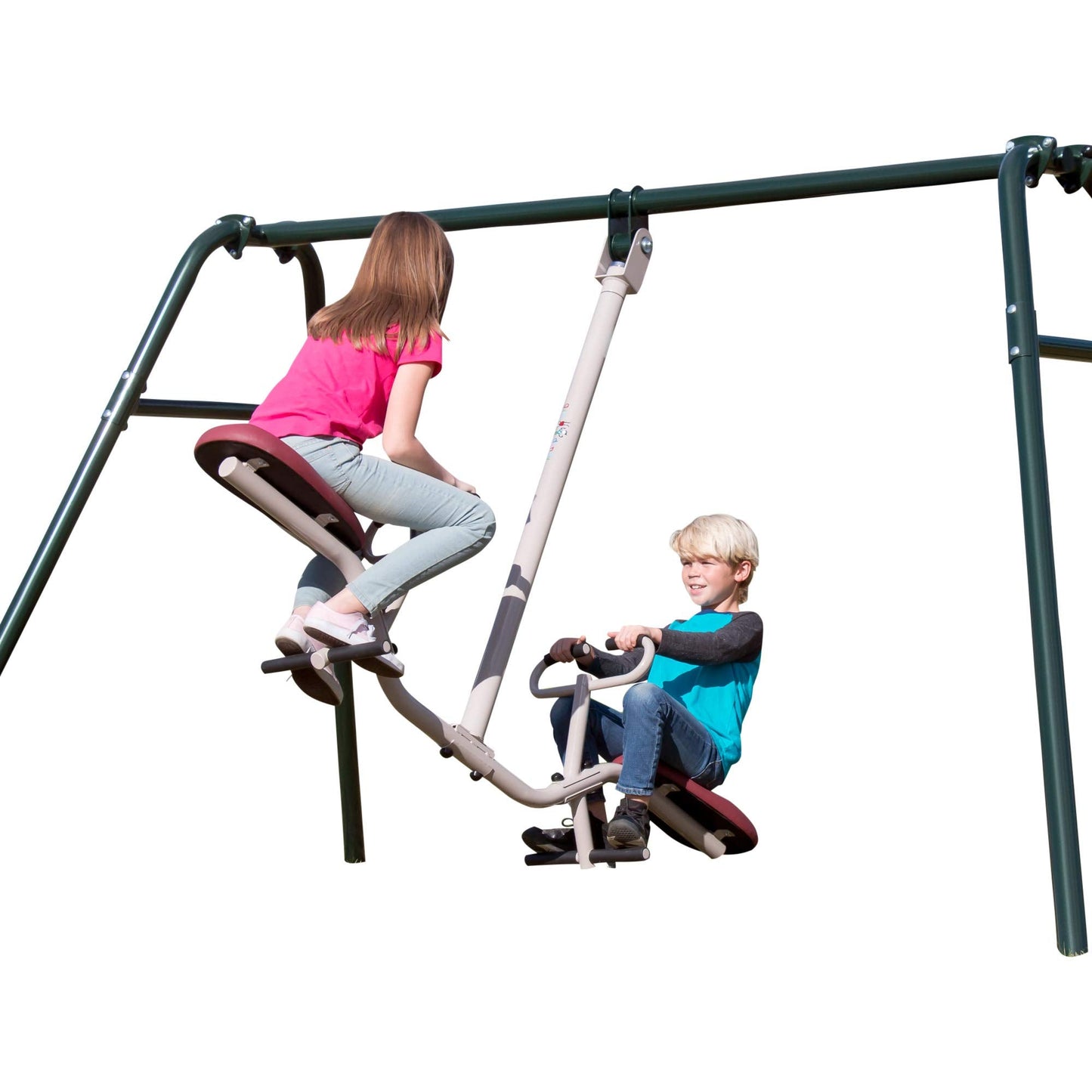 Gym Dandy Tilt-A-Swing Kids Swing Set | Spins 360 Degrees, Multi-Directional Rotation, Swing Set for Backyard, 300 LB Weight Capacity GD-6662, Black/Red/White, One Size